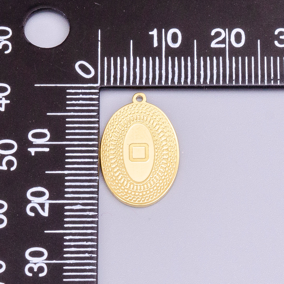 Launch Promo: 24K Gold PVD Stainless Steel Geometric Engraved Box Oval Charm in Gold & Silver | Sold Each