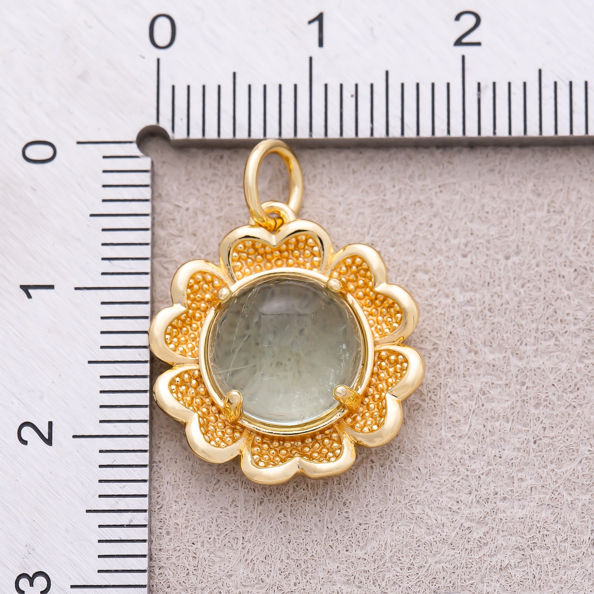 16K Gold Plated Natural Gemstone Blooming Flower Charm - Sold Each