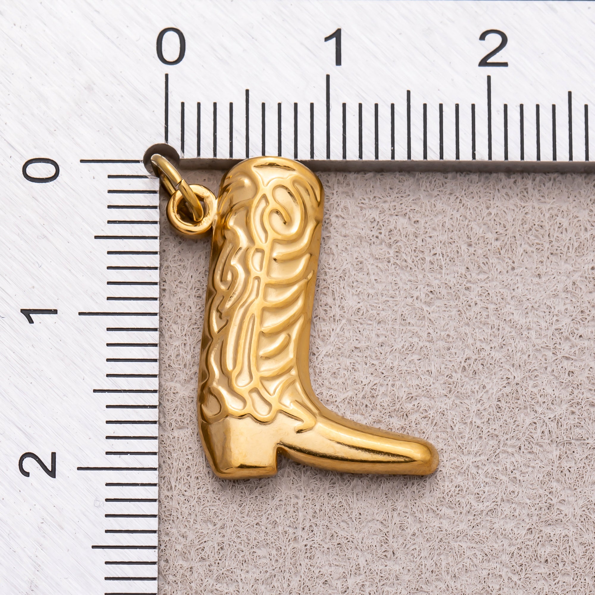Gold PVD Stainless Steel Geometric Texas Cowboy Boots Charm