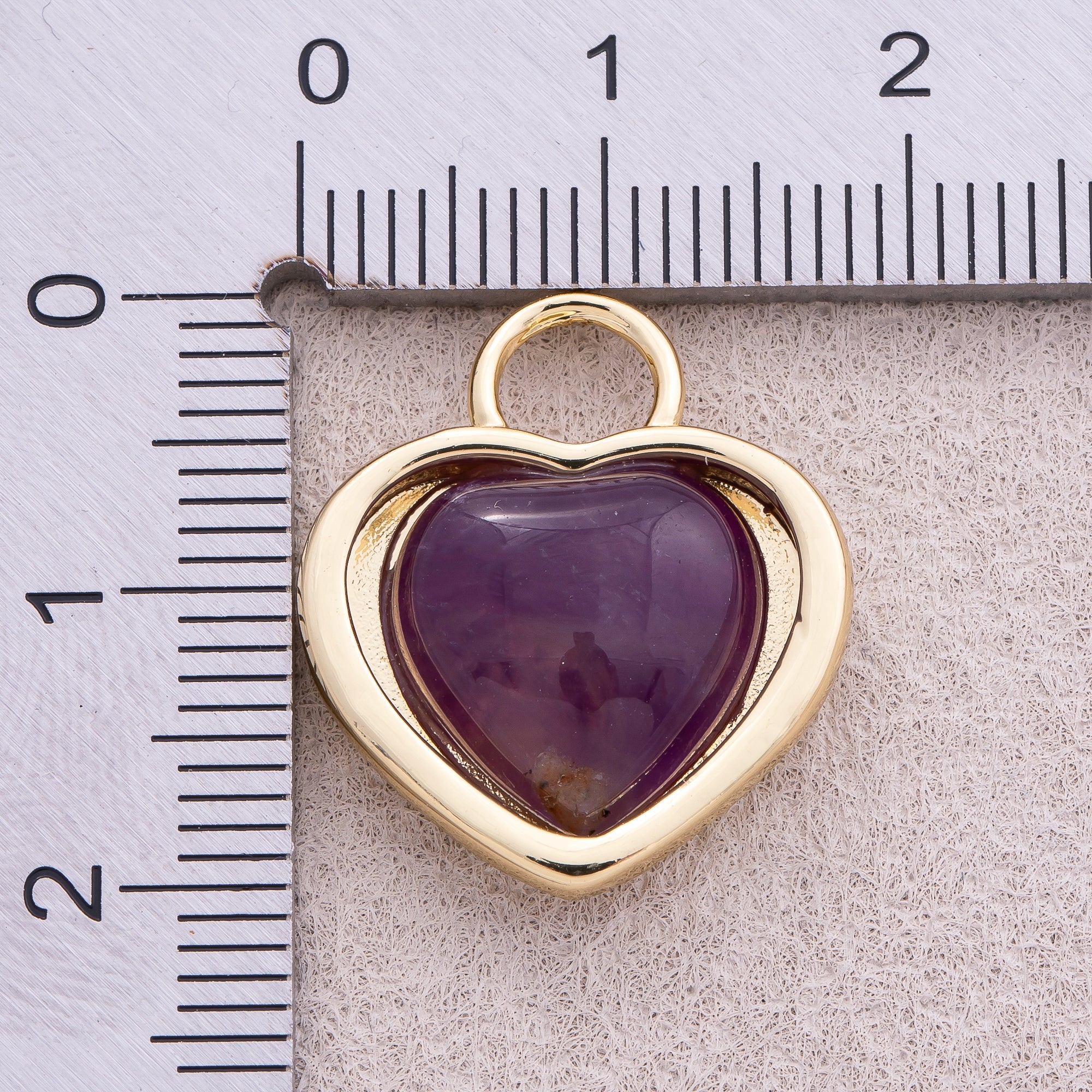 16K Gold Plated Violet Heart Padlock Pendant - Sold Each