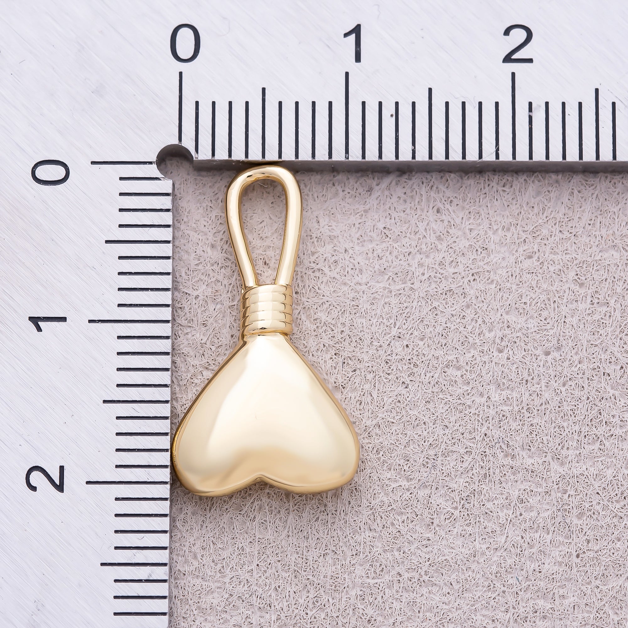 16K Gold Plated Wrapped Wire Bail Accord Puffy Heart Charm - Sold Each