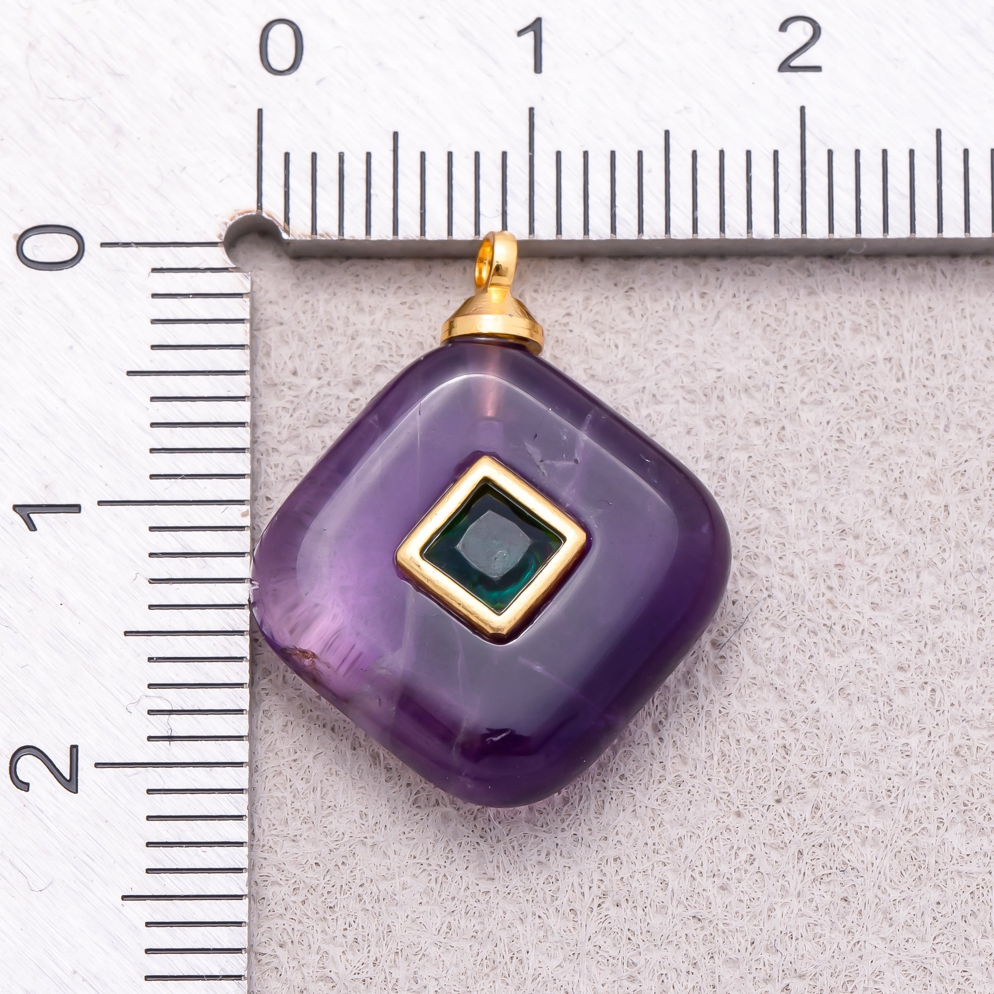 16K Gold Plated Multicolor Bezel set Natural Gemstone Rhombus Pendant - Sold Each