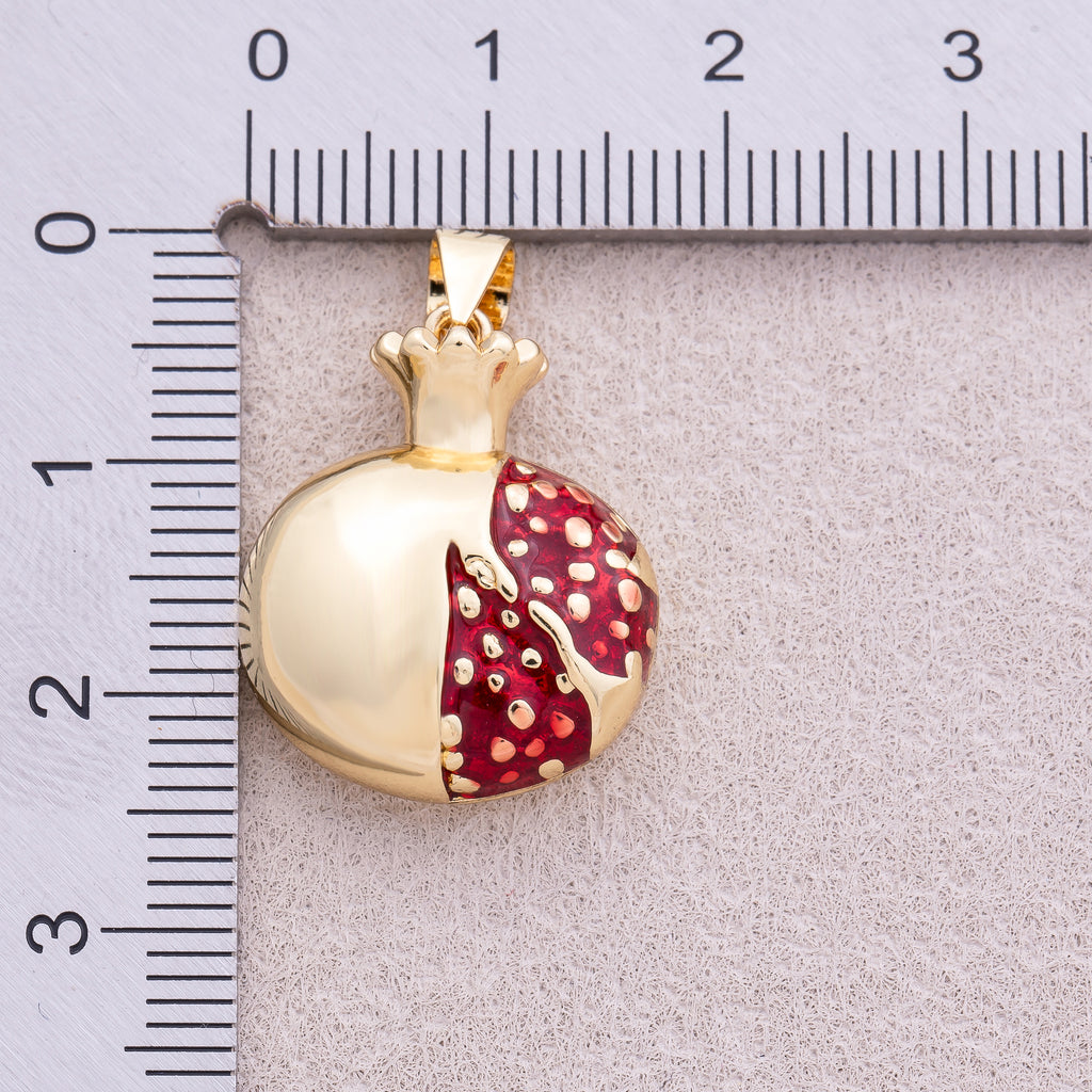 16K Gold Plated Multidimensional Sweet Pomegranate Fruit Pendant - Sold Each