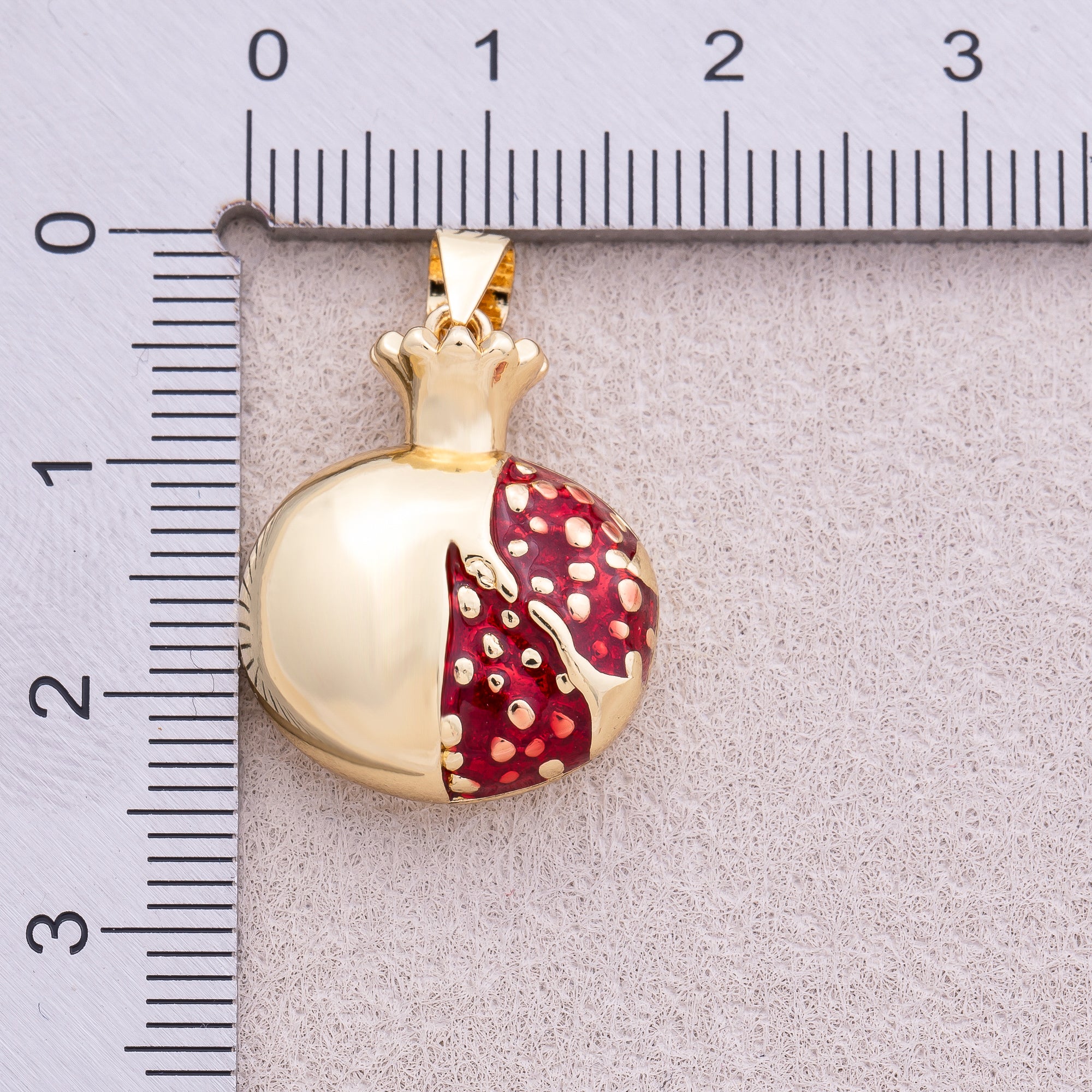 16K Gold Plated Multidimensional Sweet Pomegranate Fruit Pendant - Sold Each