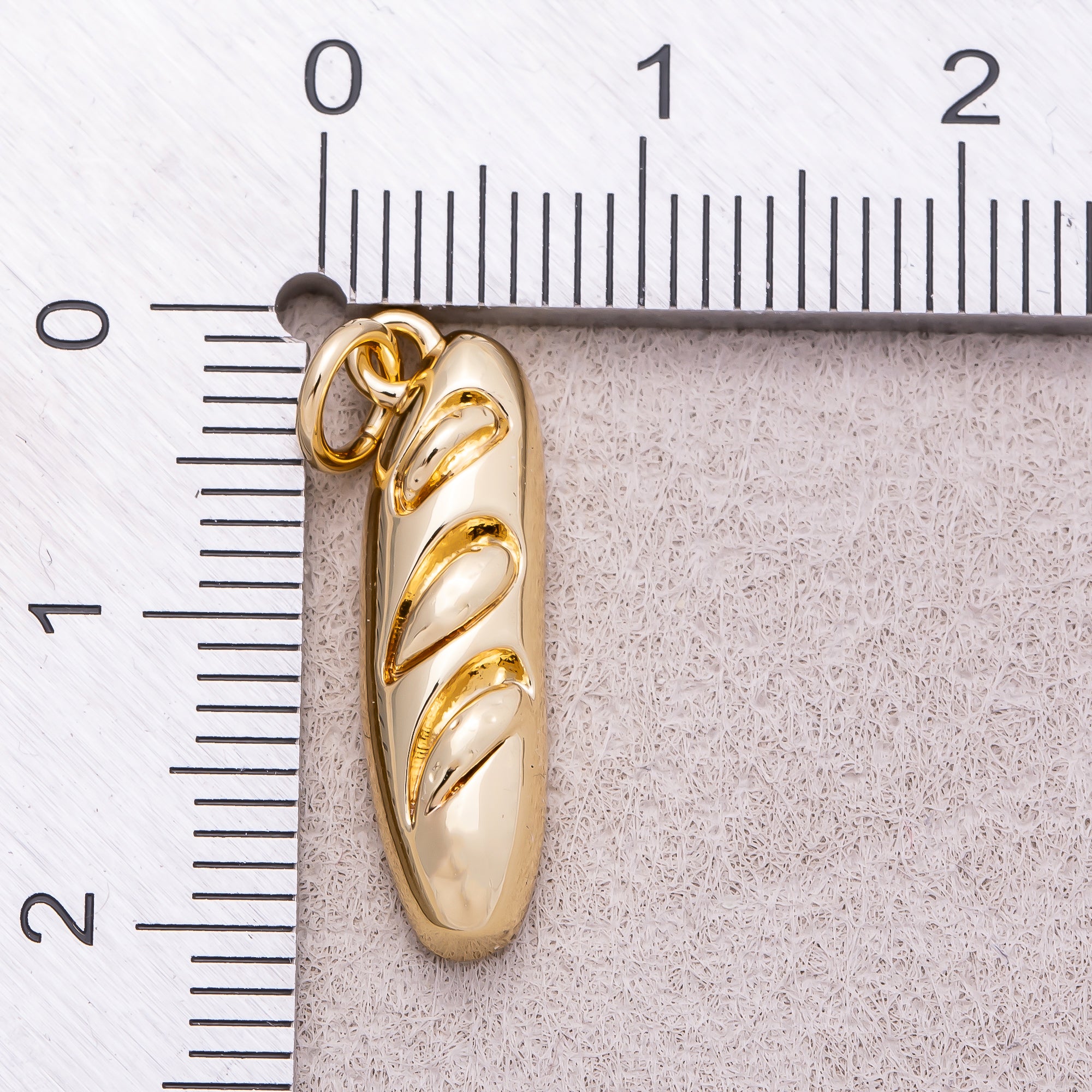 16K Gold Plated Bread Baguette Breakfast Charm - Sold Each