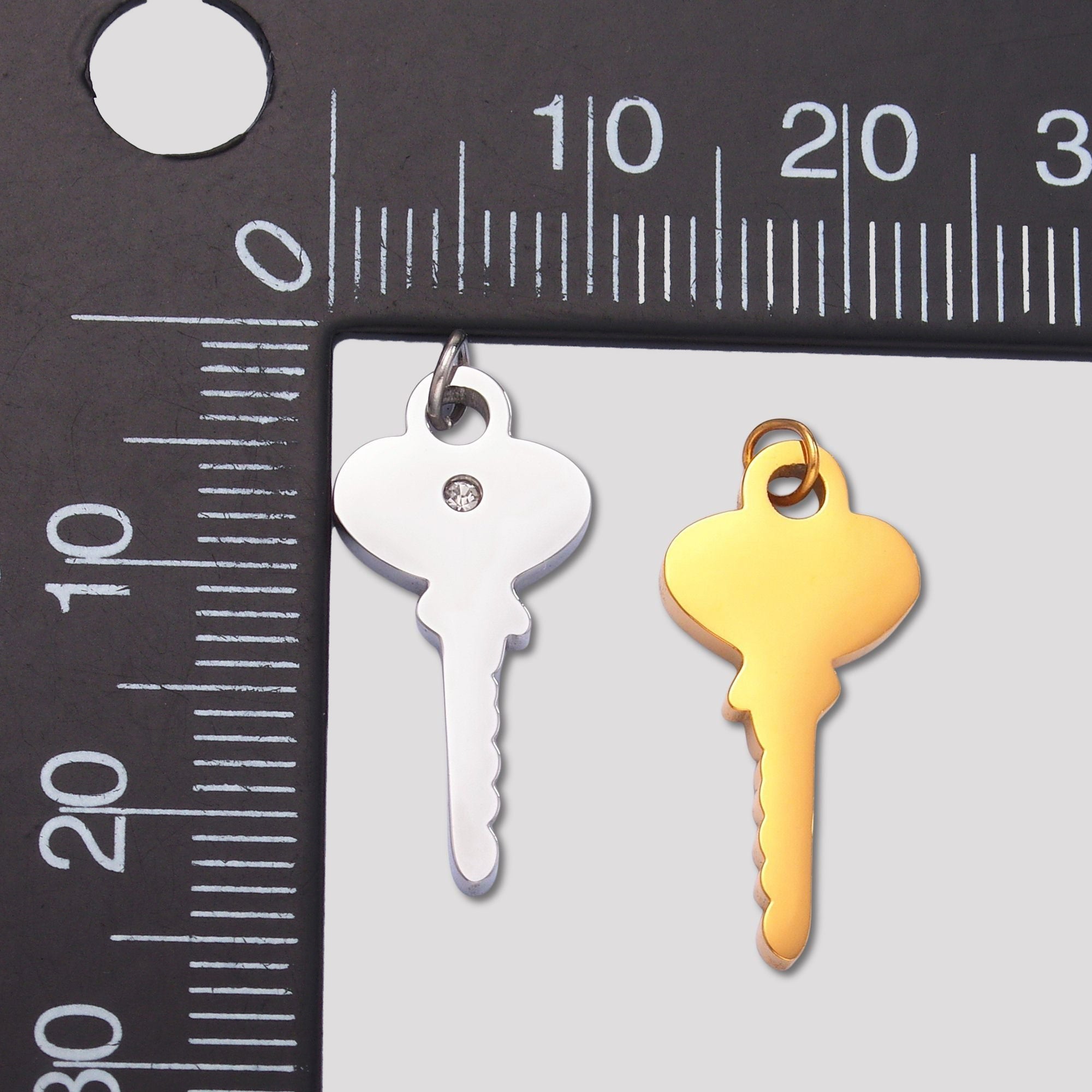 Launch Promo: 24K Gold PVD Stainless Steel Simple Classic Key Pendant in Gold & Silver | Sold Each