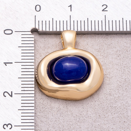 16K Gold Plated Colorful Natural Gemstone Irregular Oval Charm - Sold Each