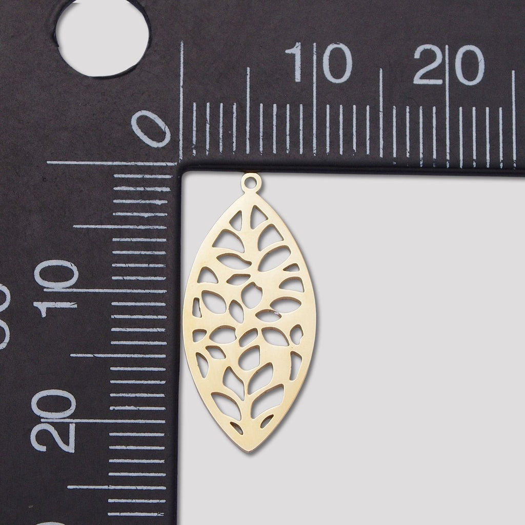 Launch Promo: 24K Gold PVD Stainless Steel Filigree Leaf Pendant | Sold Each