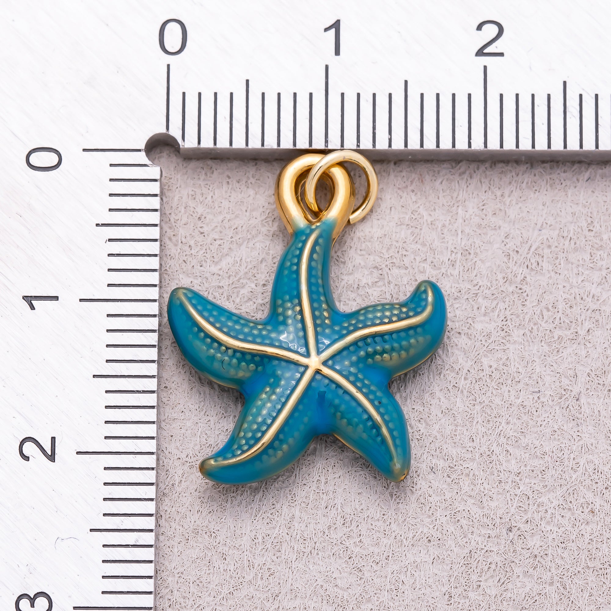 Gold PVD Stainless Steel Blue Ocean Starfish Enamel Charm