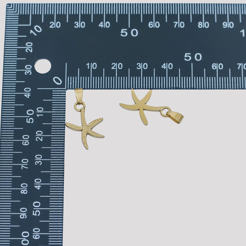 Launch Promo: 24K Gold PVD Stainless Steel Textured Ocean Starfish Pendant | Sold Each
