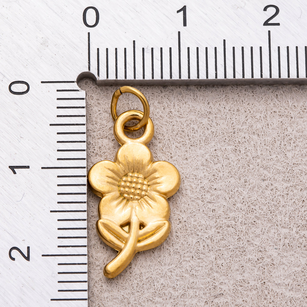 Gold PVD Stainless Steel Minimalist Daisy Flower Mini Charm