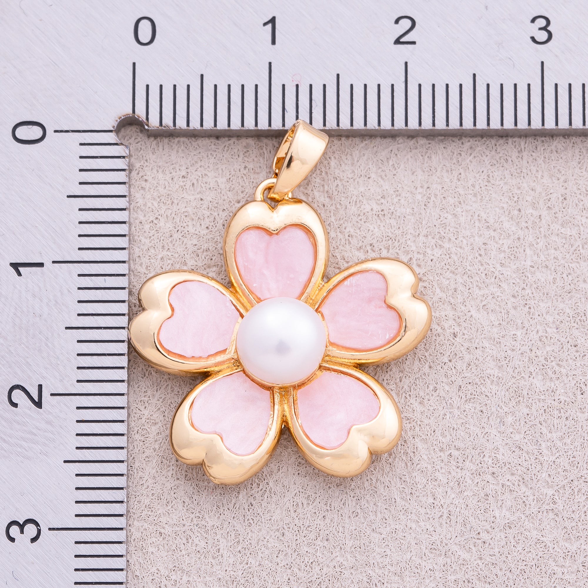 18K Gold Plated Pink Freshwater Pearl Flower Pendant - Sold Each