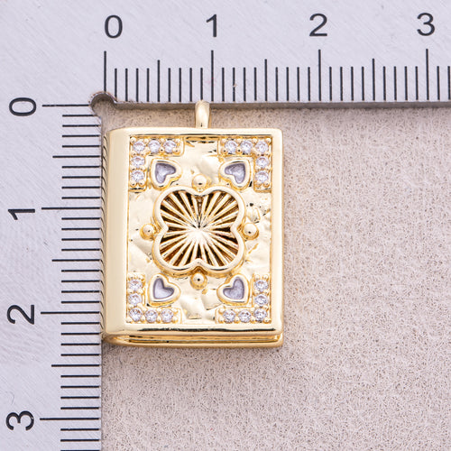 16K Gold Plated Heart CZ Magic Book Pendant - Sold Each