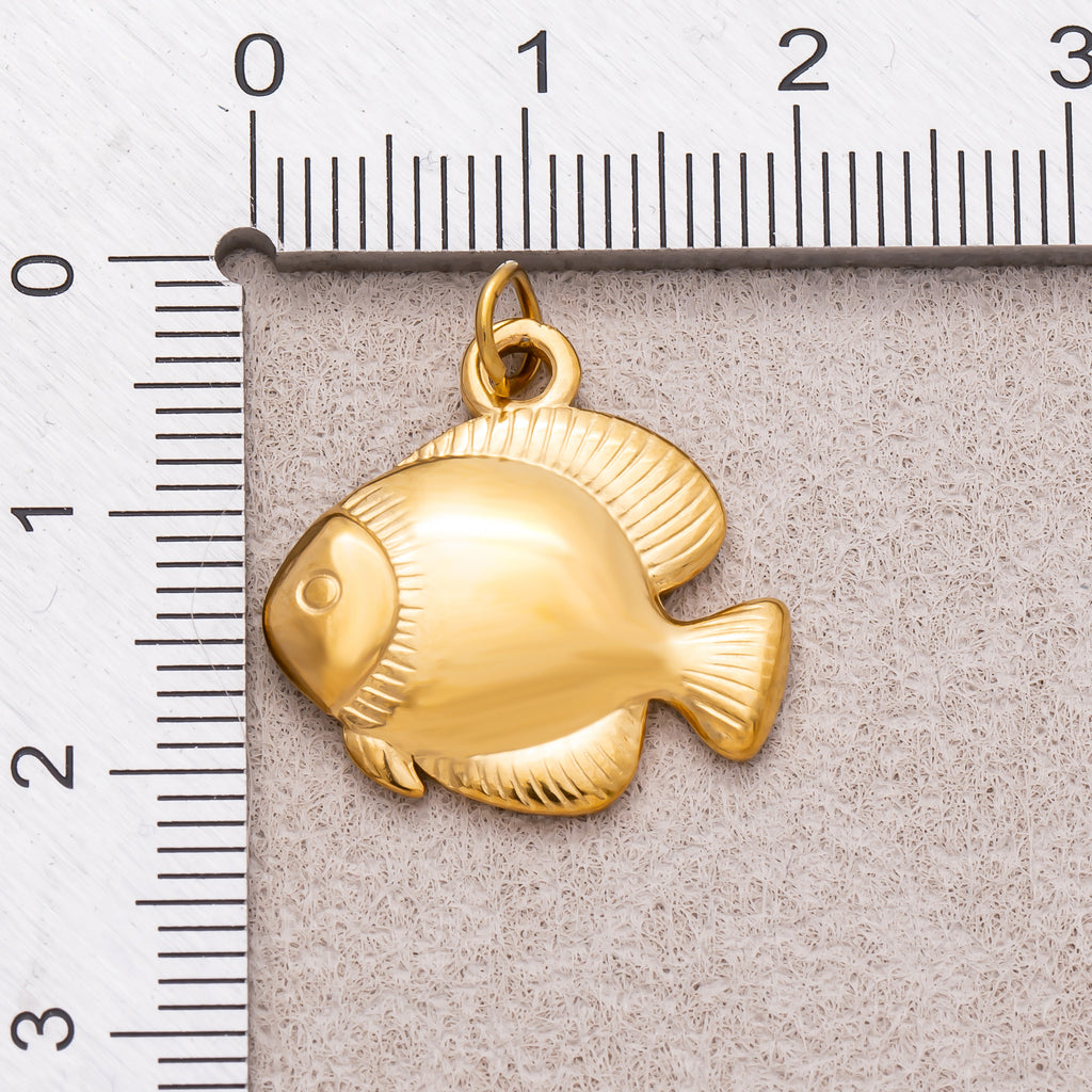 Gold PVD Stainless Steel Geometric Multidimensional Fish Sea Animal Charm