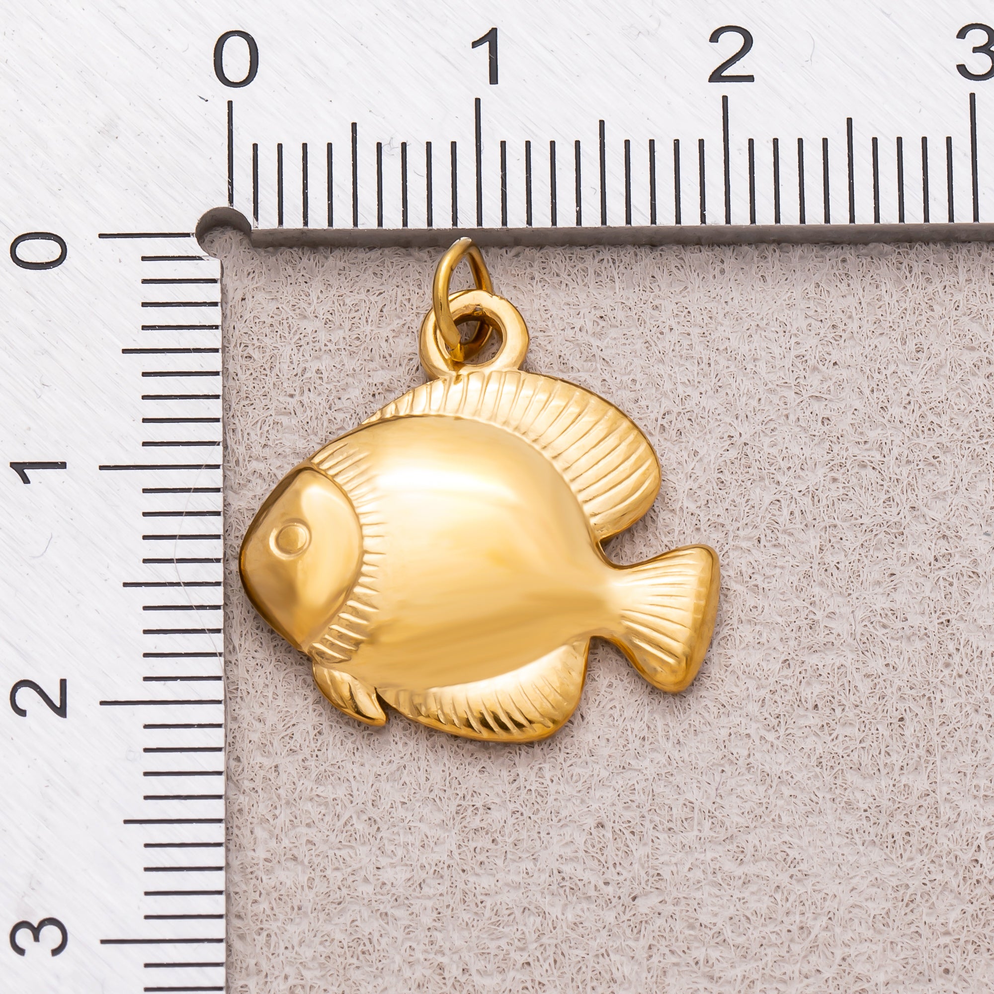 Gold PVD Stainless Steel Geometric Multidimensional Fish Sea Animal Charm