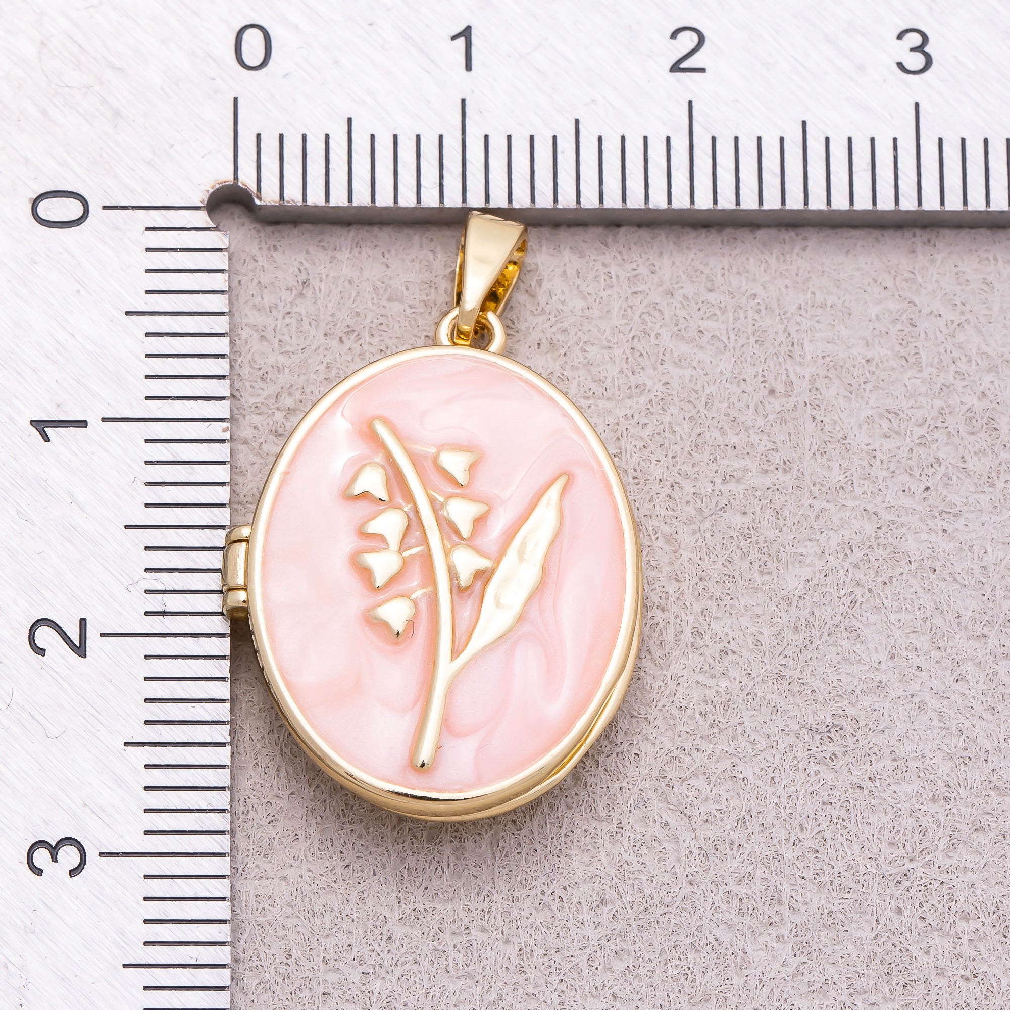 16K Gold Plated White & Pink Mother of Pearl Leaf Oval Open Locket Pendant - Sold Each