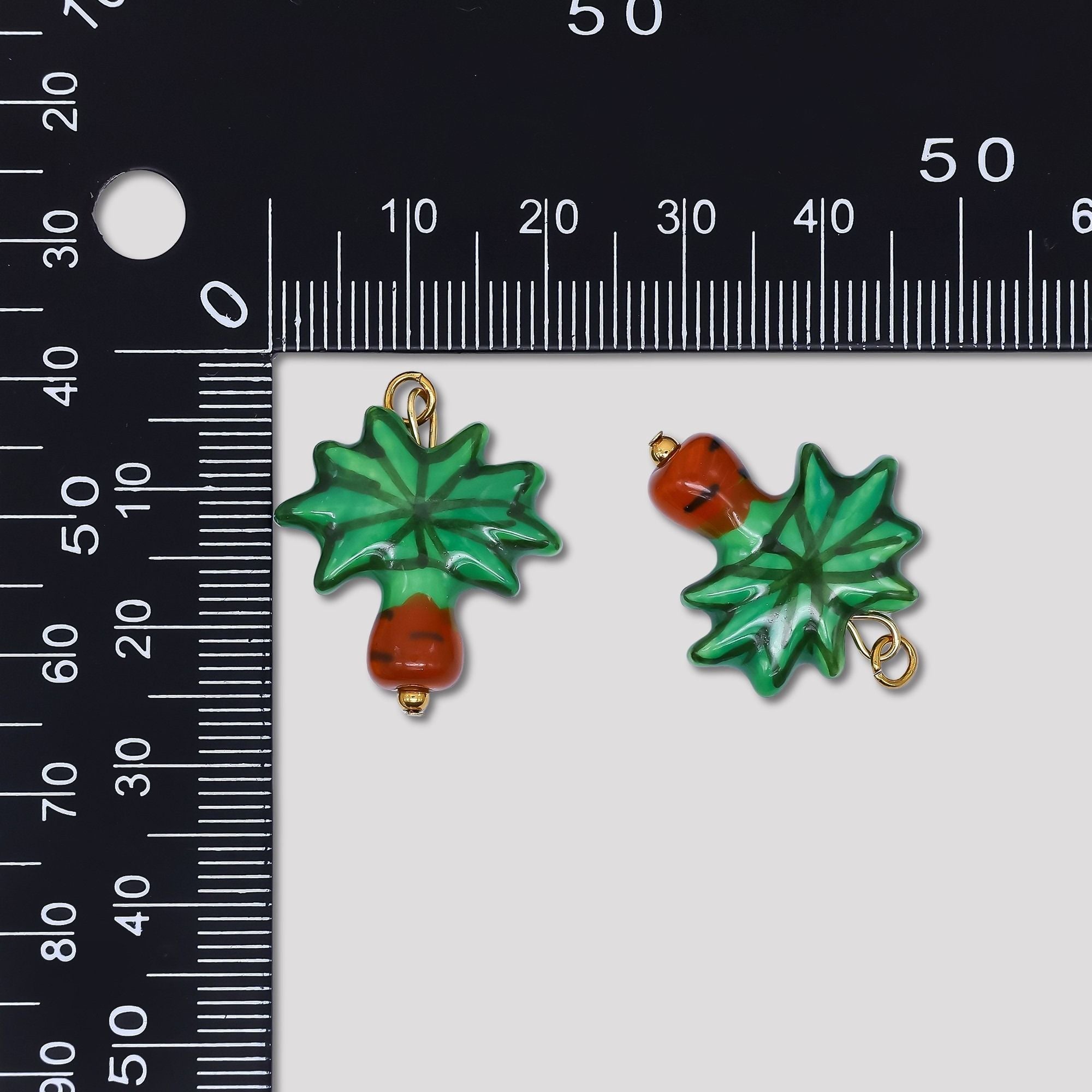 Launch Promo: 24K Gold PVD Stainless Steel Green Ceramic Palm Tree Charm | Sold Each