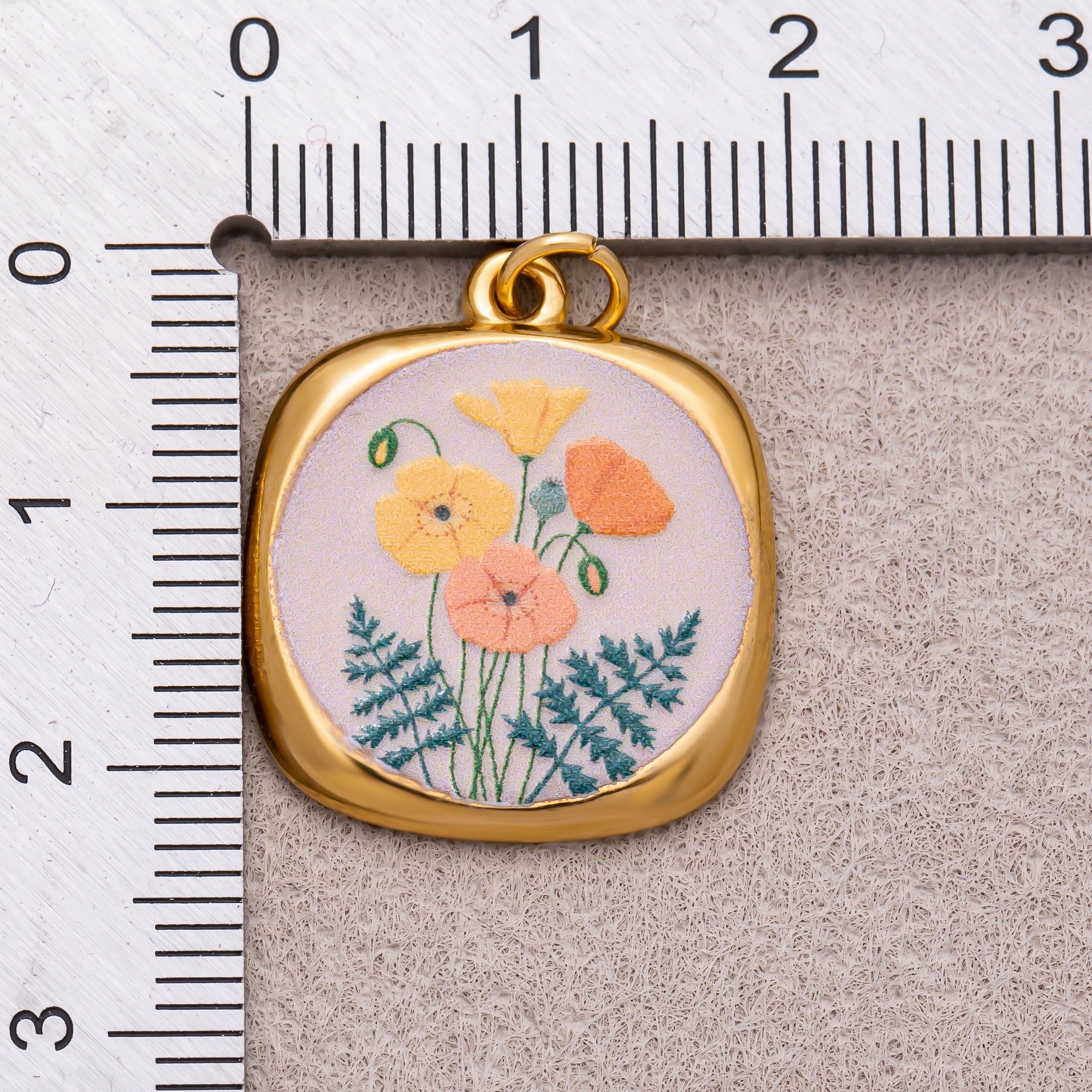 Gold PVD Stainless Steel Hand-Painted Dreamy Set Medallion Tag Charm