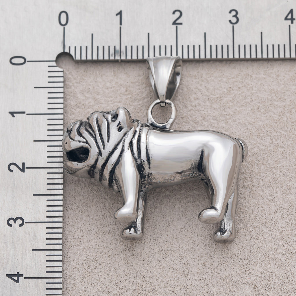 Gold PVD Stainless Steel Bulldog Animal Pet Multidimensional Pendant in Gold & Silver