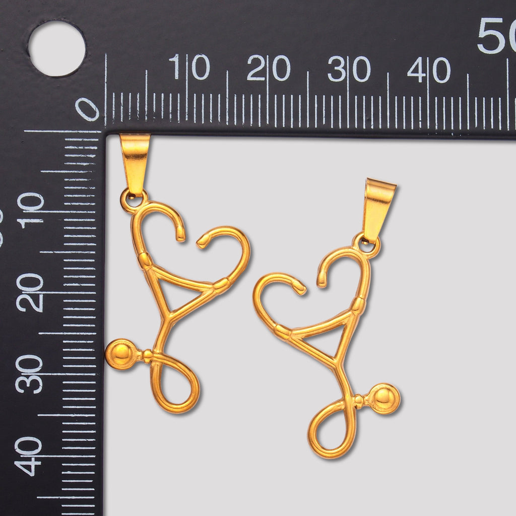 Launch Promo: 24K Gold PVD Stainless Steel Love Heart Stethoscope Pendant | Sold Each