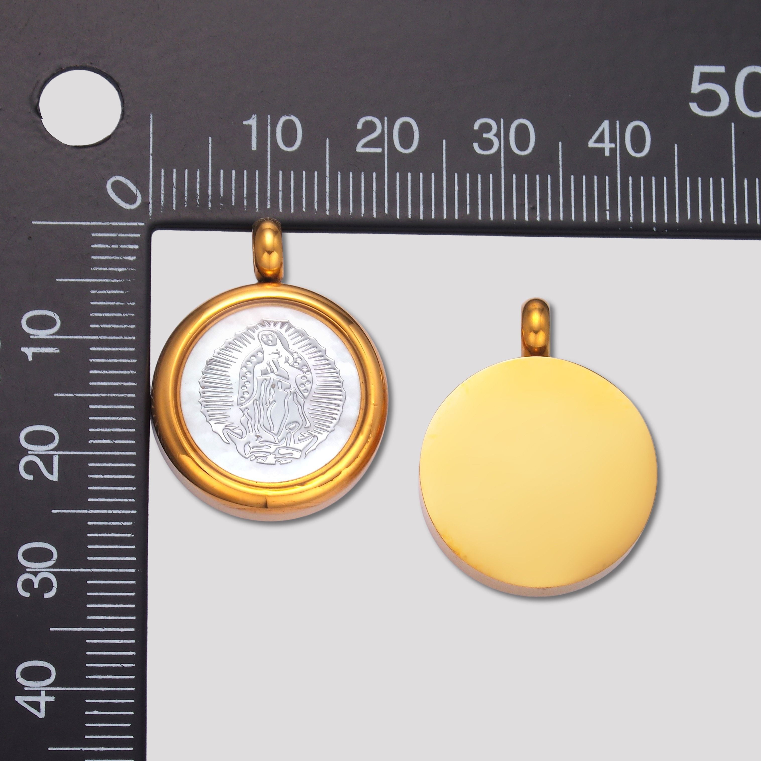Launch Promo: 24K Gold PVD Stainless Steel Mother Mary Religious Medallion Pendant | Sold Each