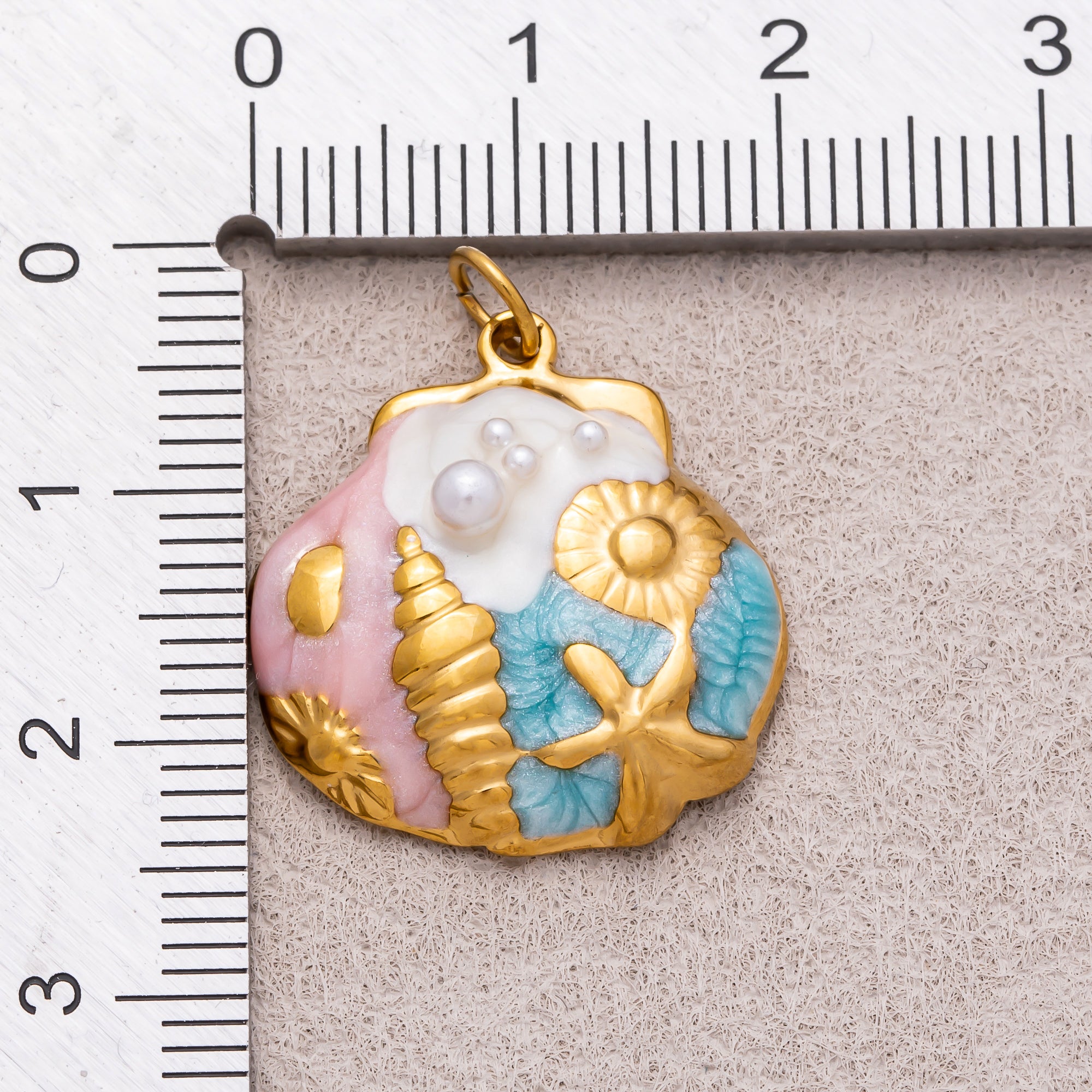 Gold PVD Stainless Steel Shell Pearl Irregular Seashell Beach Set Pendant