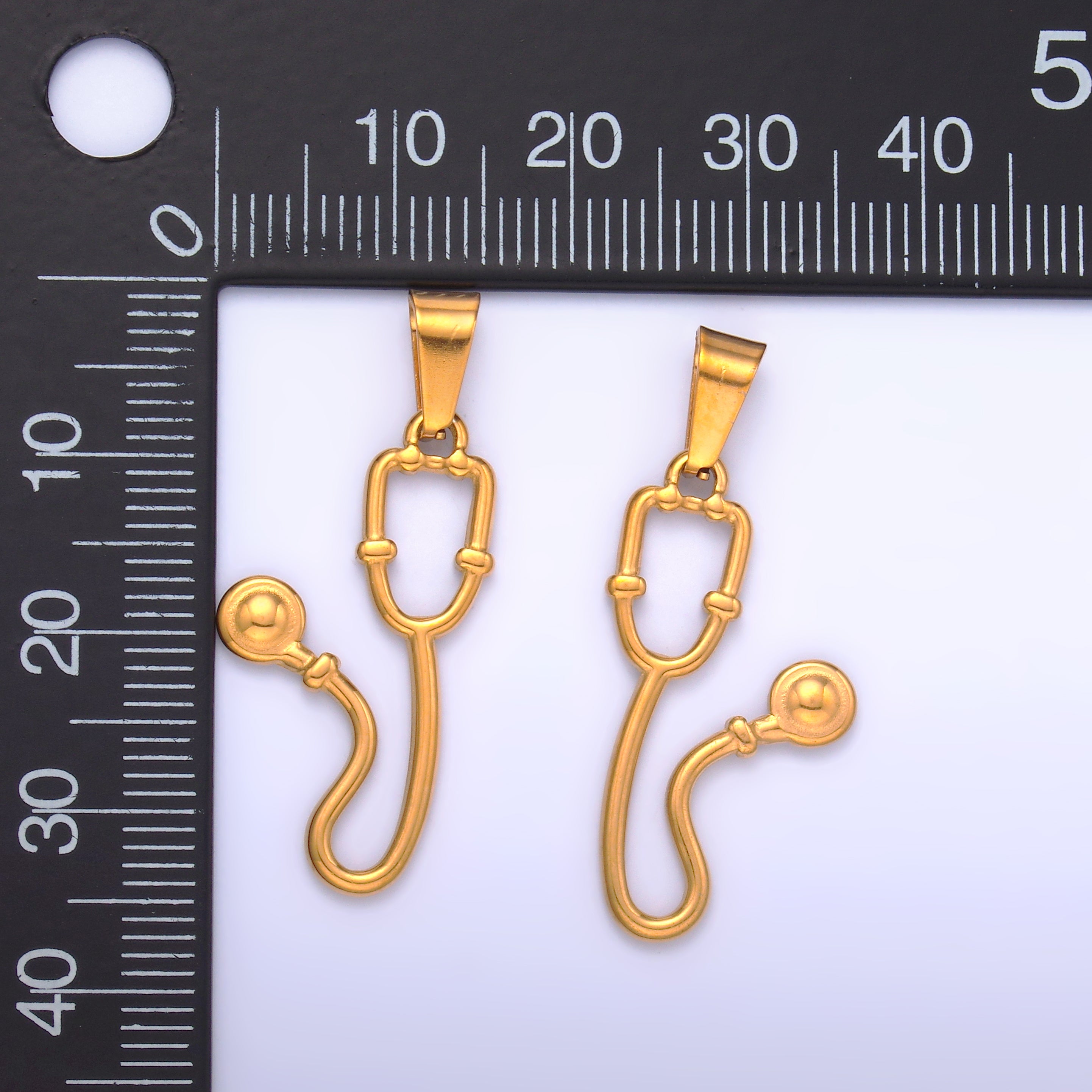 Launch Promo: 24K Gold PVD Stainless Steel Medicine Stethoscope Multidimensional 3D Charm | Sold Each