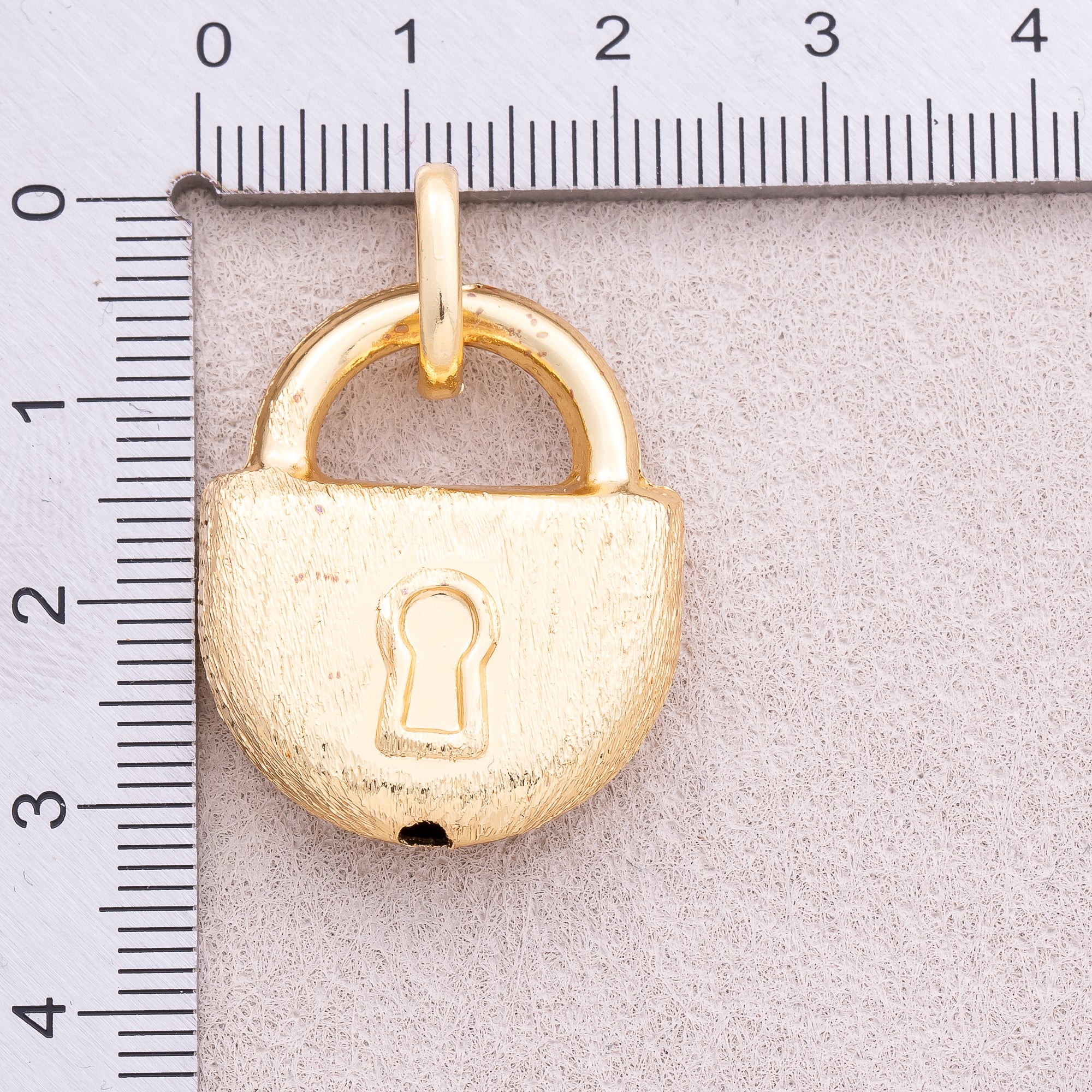 16K Gold Plated Minimalist Textured Padlock Charm - Sold Each