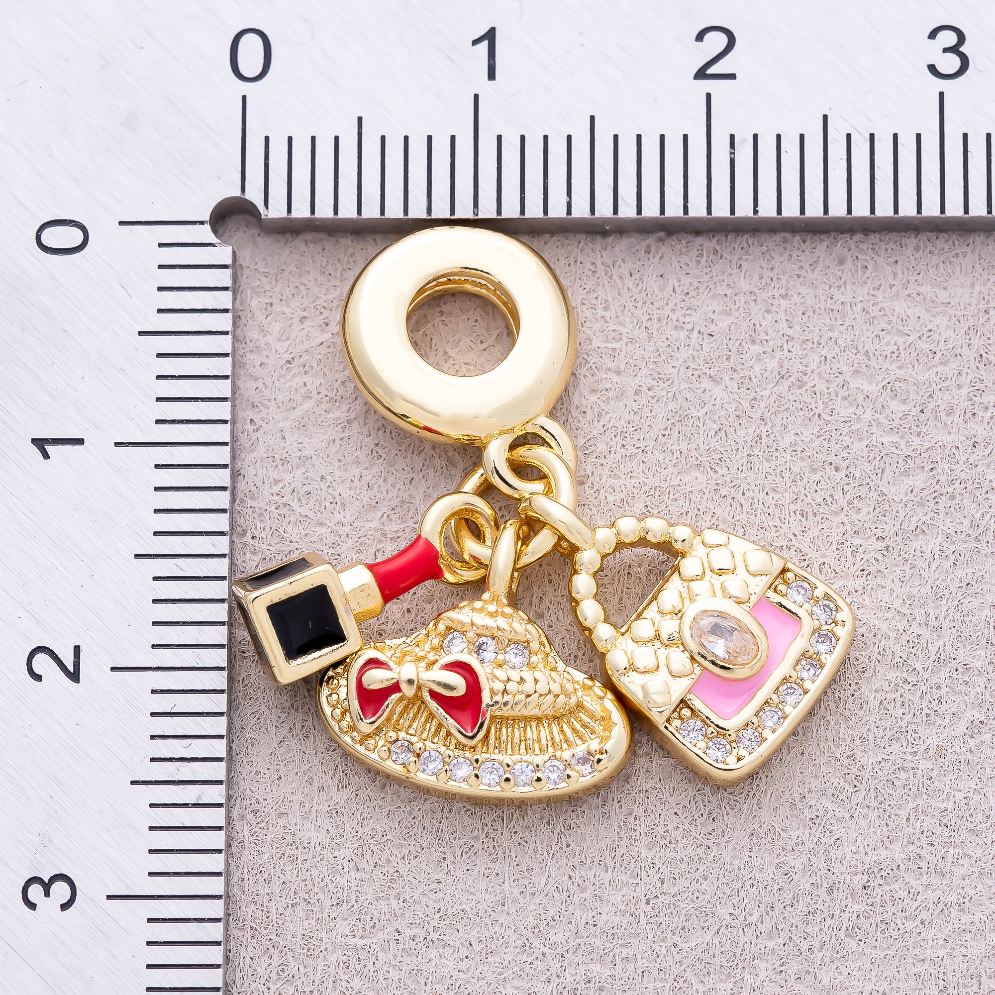 16K Gold Plated Multi-Dangle Fashion & Makeup Theme Pendant - Sold Each