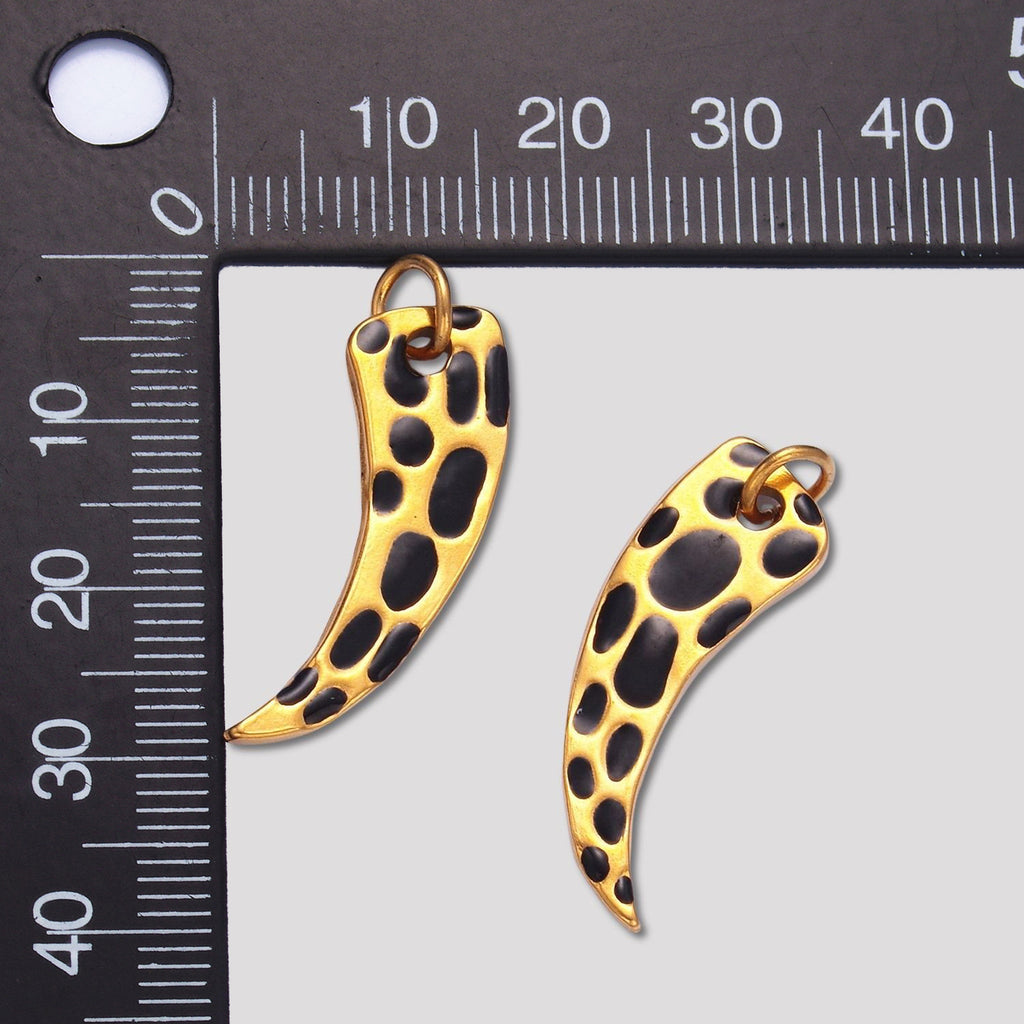 Launch Promo: 24K Gold PVD Stainless Steel Leopard Pattern Curved Horn Charm | Sold Each