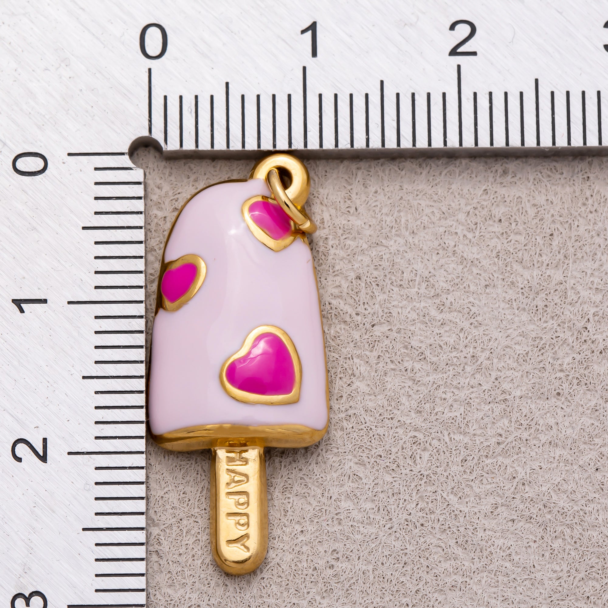 Gold PVD Stainless Steel Multicolor Popsicle Ice Cream Enamel Charm