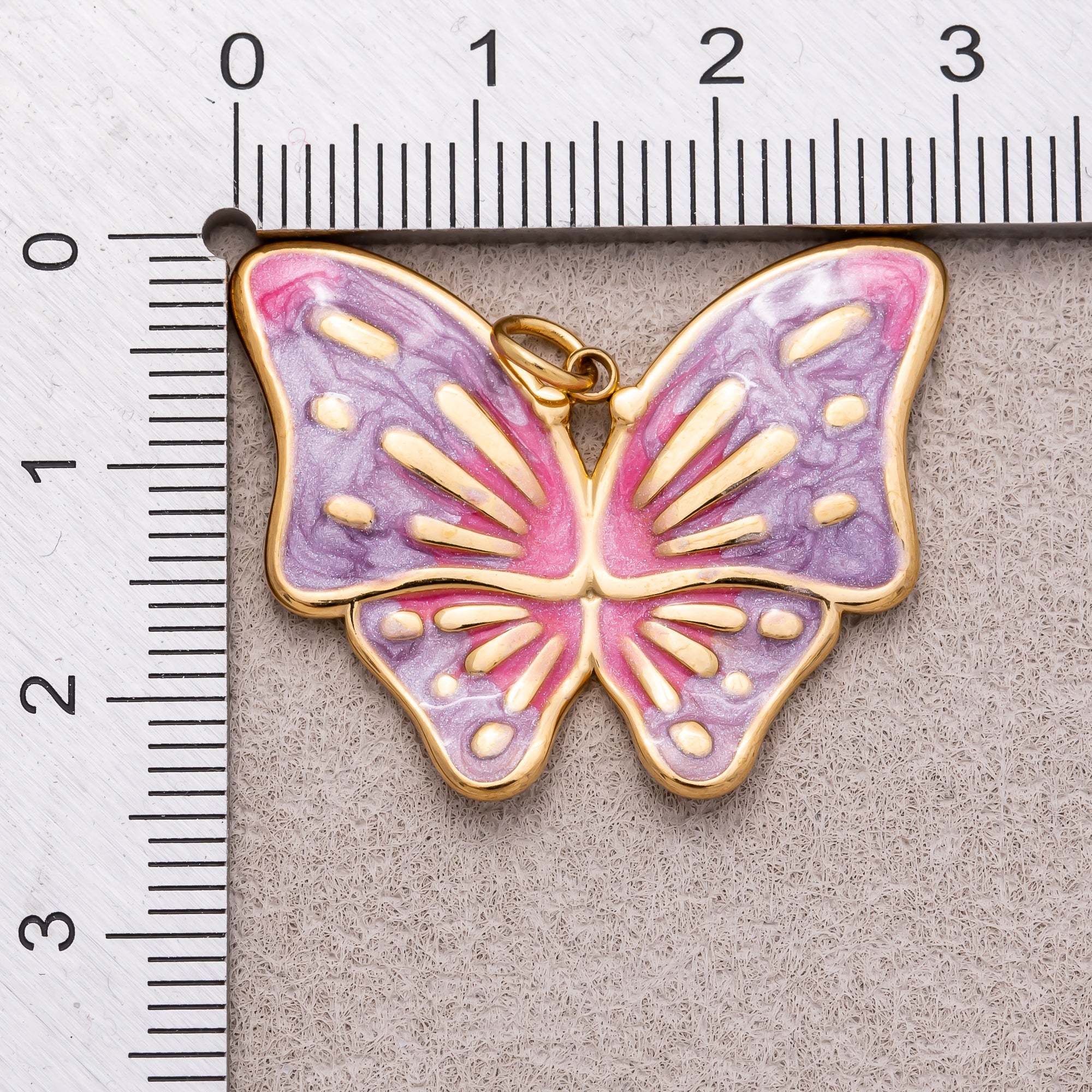 Gold PVD Stainless Steel Colorful Enamel Dual Colors Mariposa Butterfly Animal Charm