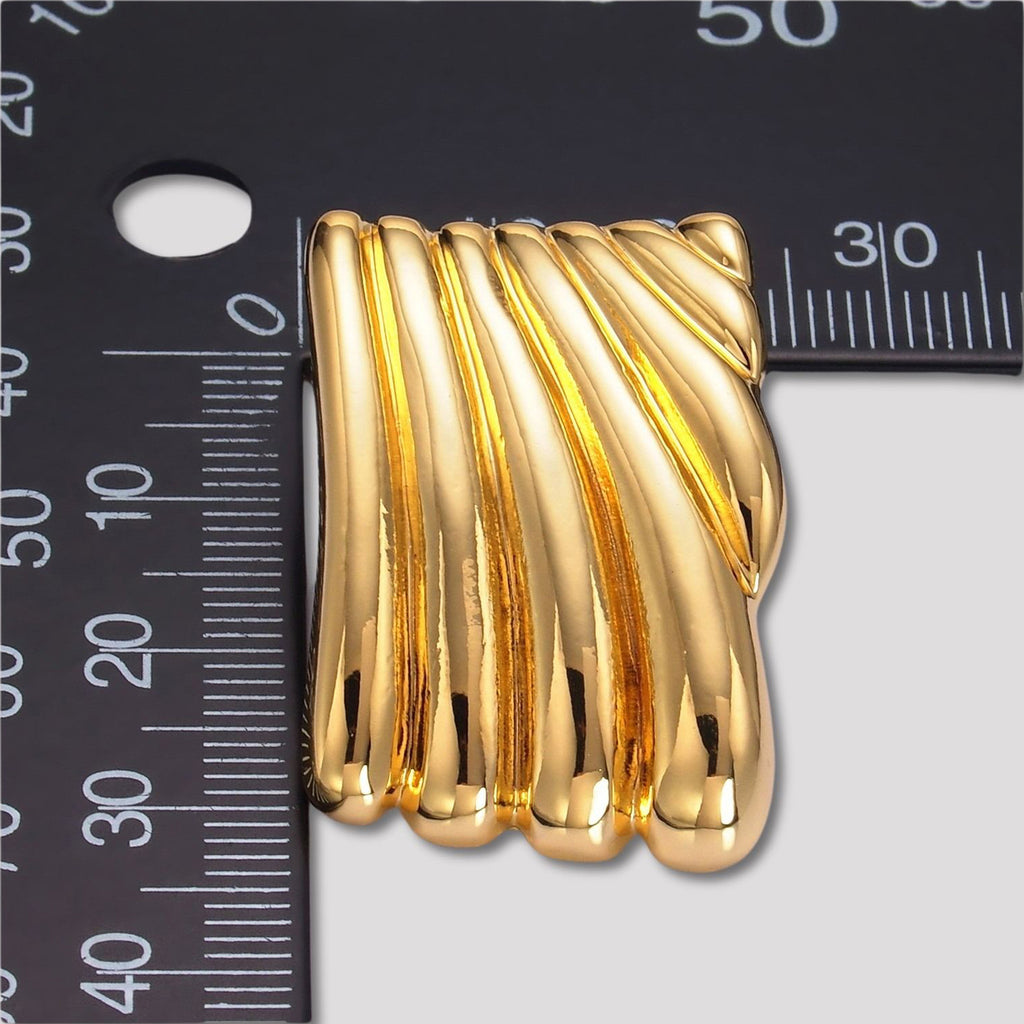 Launch Promo: 24K Gold PVD Stainless Steel Ribbed Textured Rectangular Stud Earring in Gold & Silver | Sold Each
