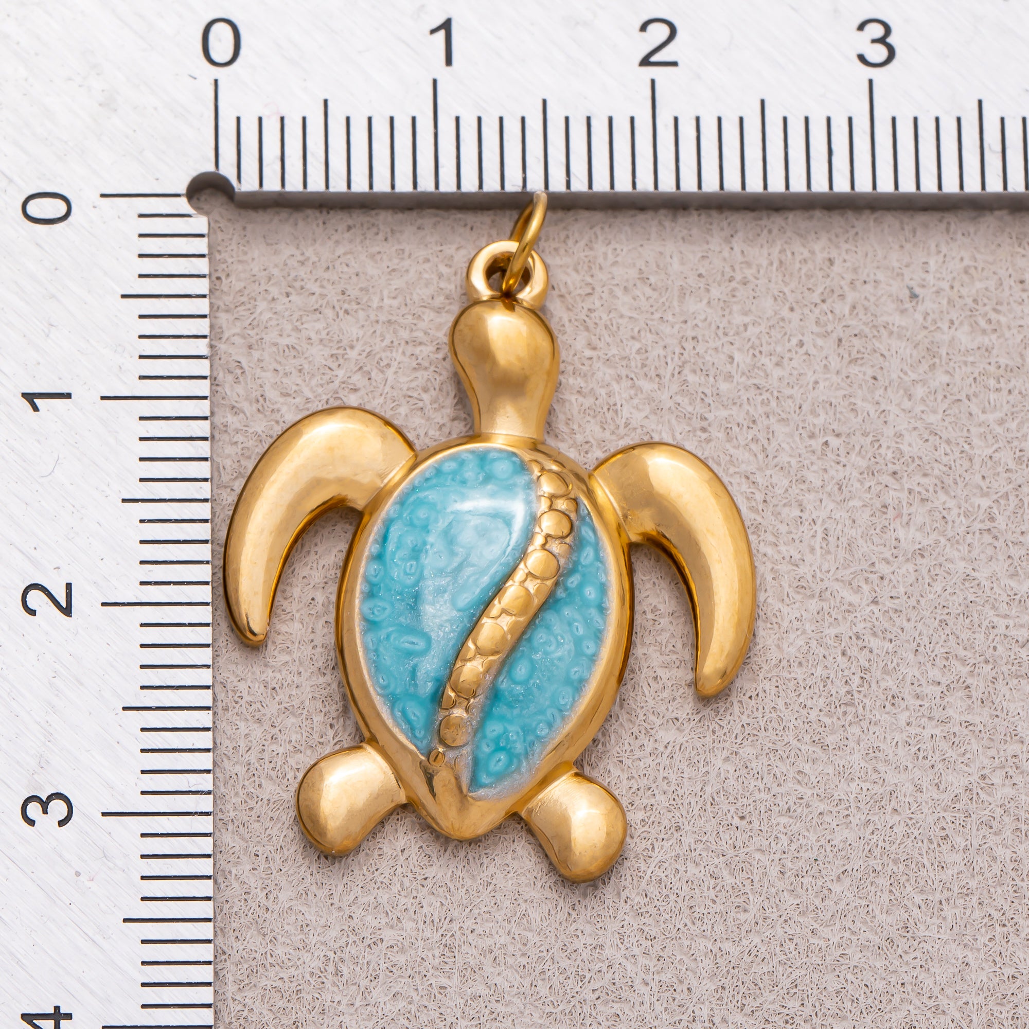 Gold PVD Stainless Steel Pink, Blue Enamel Tortoise Turtle Animal Charm
