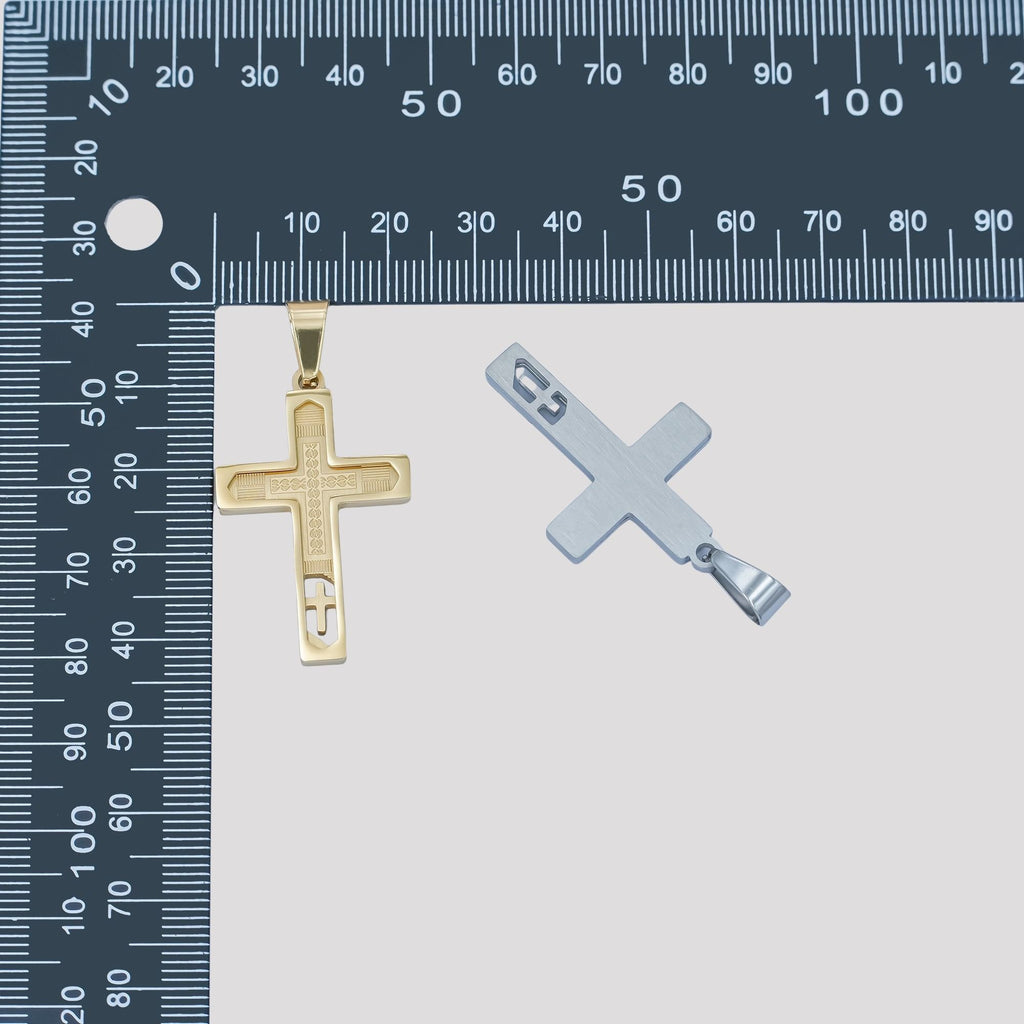 Launch Promo: 24K Gold PVD Stainless Steel Faith Engraved Cross Pendant | Sold Each