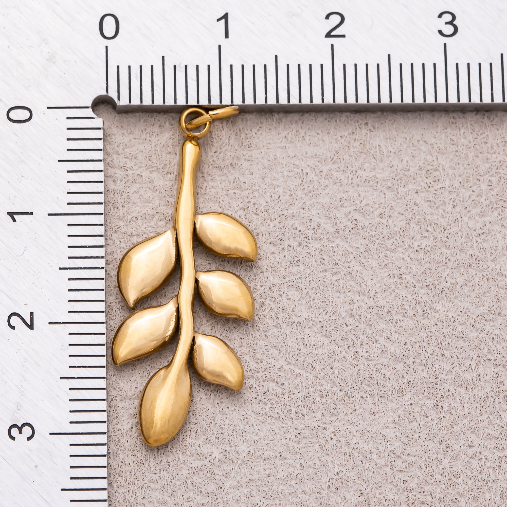 Gold PVD Stainless Steel Plain Leaf Plant Charm
