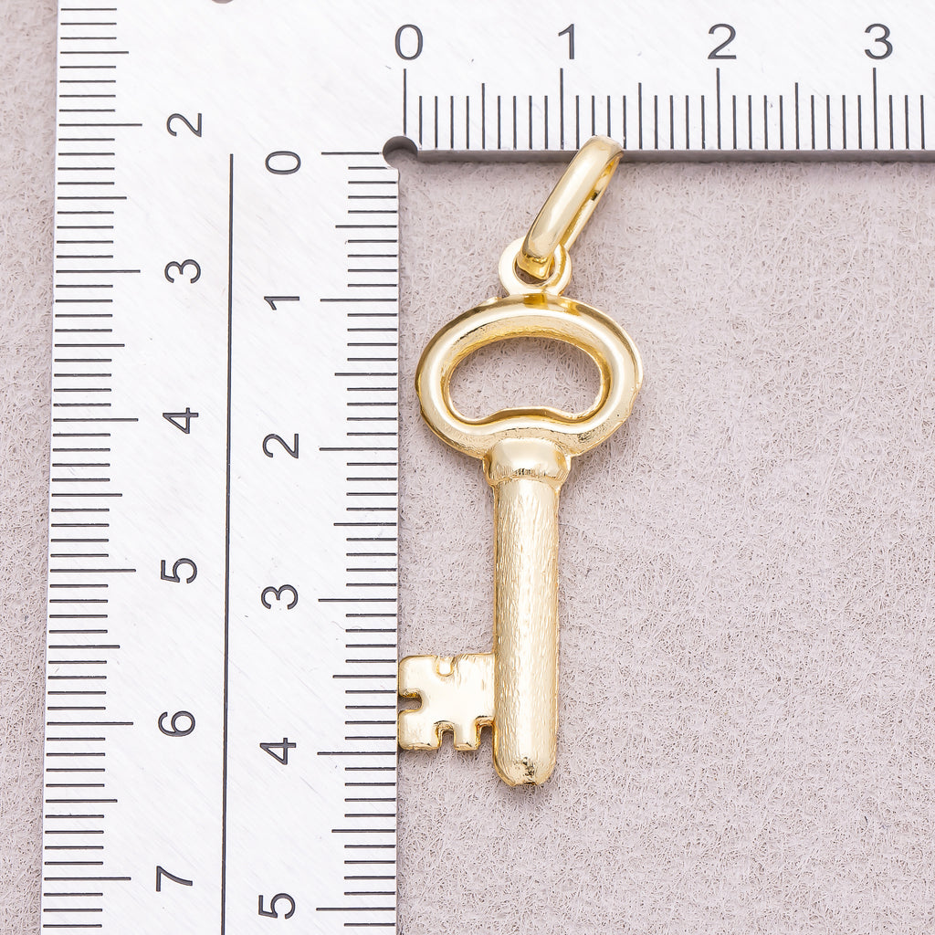 16K Gold Plated Plain Lucky Key Pendant - Sold Each