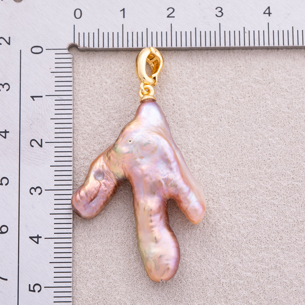 18K Gold Plated Purple, Pink, White Baroque Freshwater Pearl Pendant - Sold Each