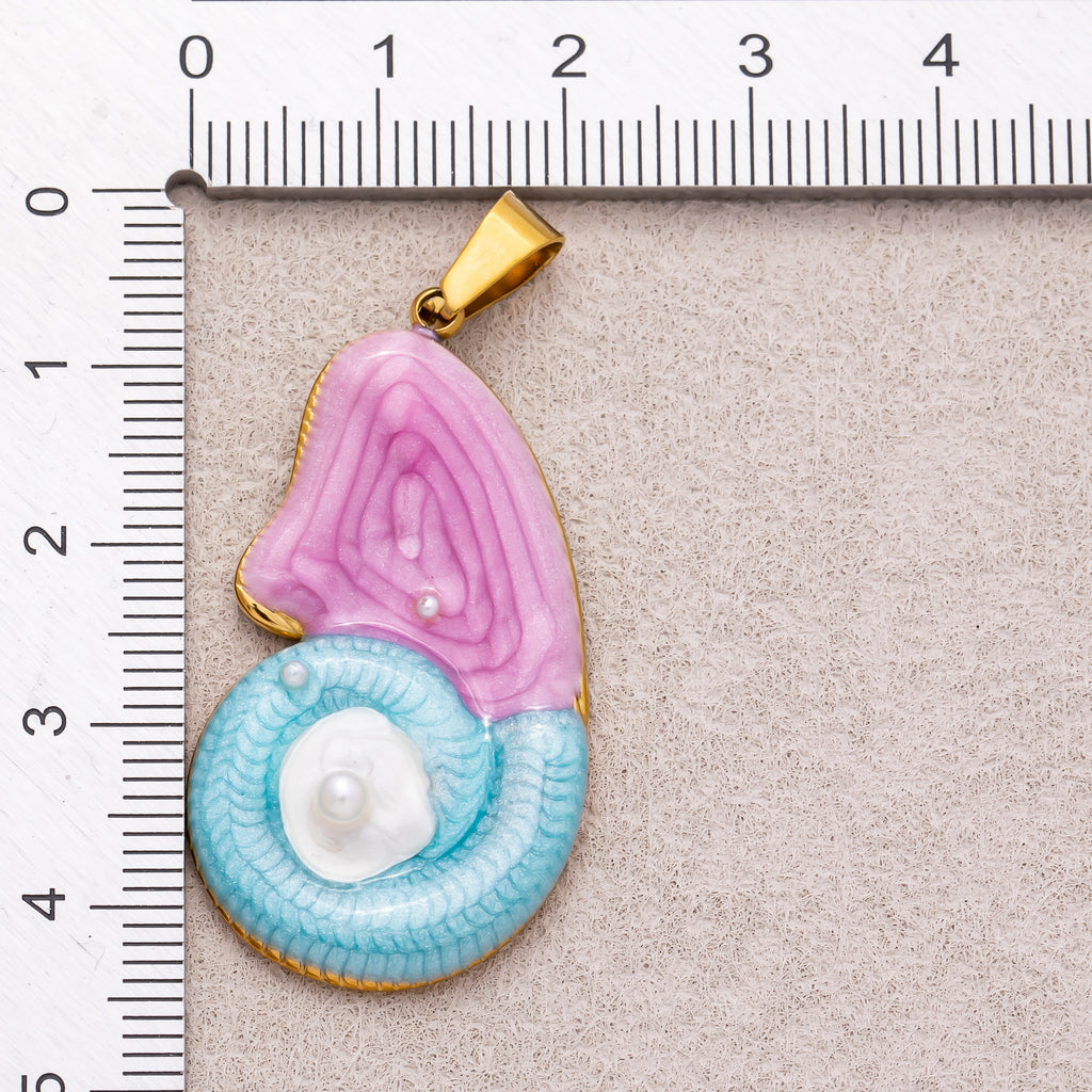 Gold PVD Stainless Steel Shell Pearl Nautilus Sundial Sea Shell Pendant
