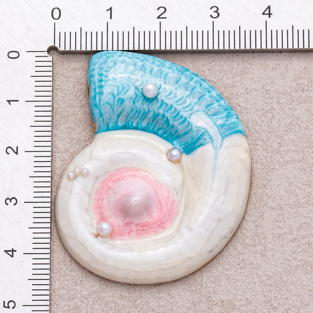 Gold PVD Stainless Steel Shell Pearl Colorful Ocean Nautical Sea Shell Enamel Pendant