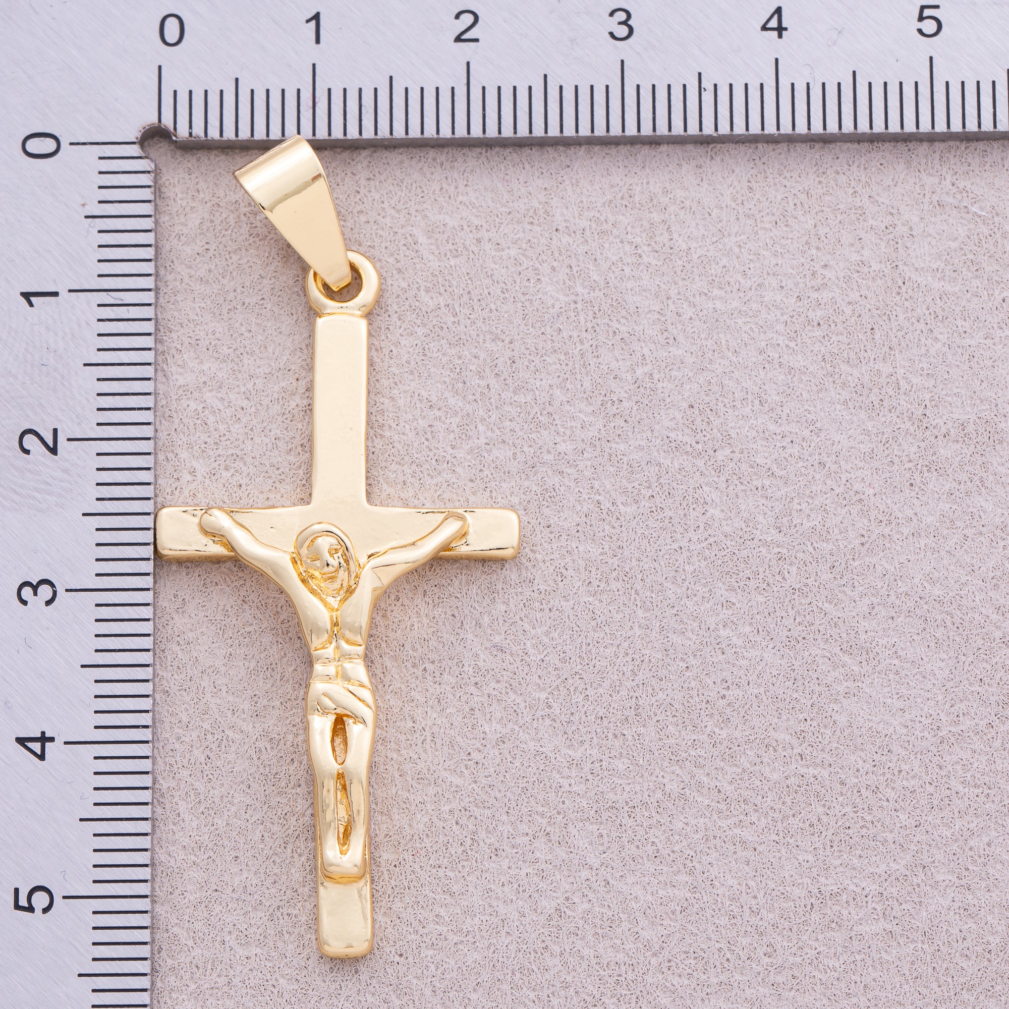 16K Gold Plated Minimalist Jesus Cross Pendant - Sold Each