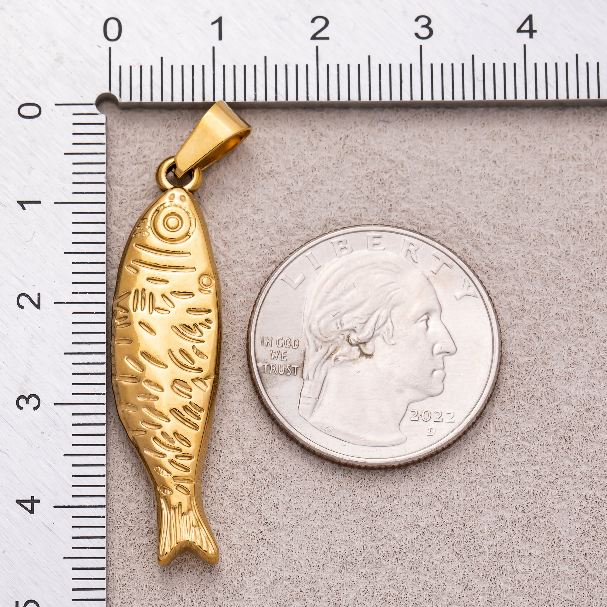 Launch Promo: 18K Gold PVD Stainless Steel Ocean Textured Fish Animal Pendant | Sold Each