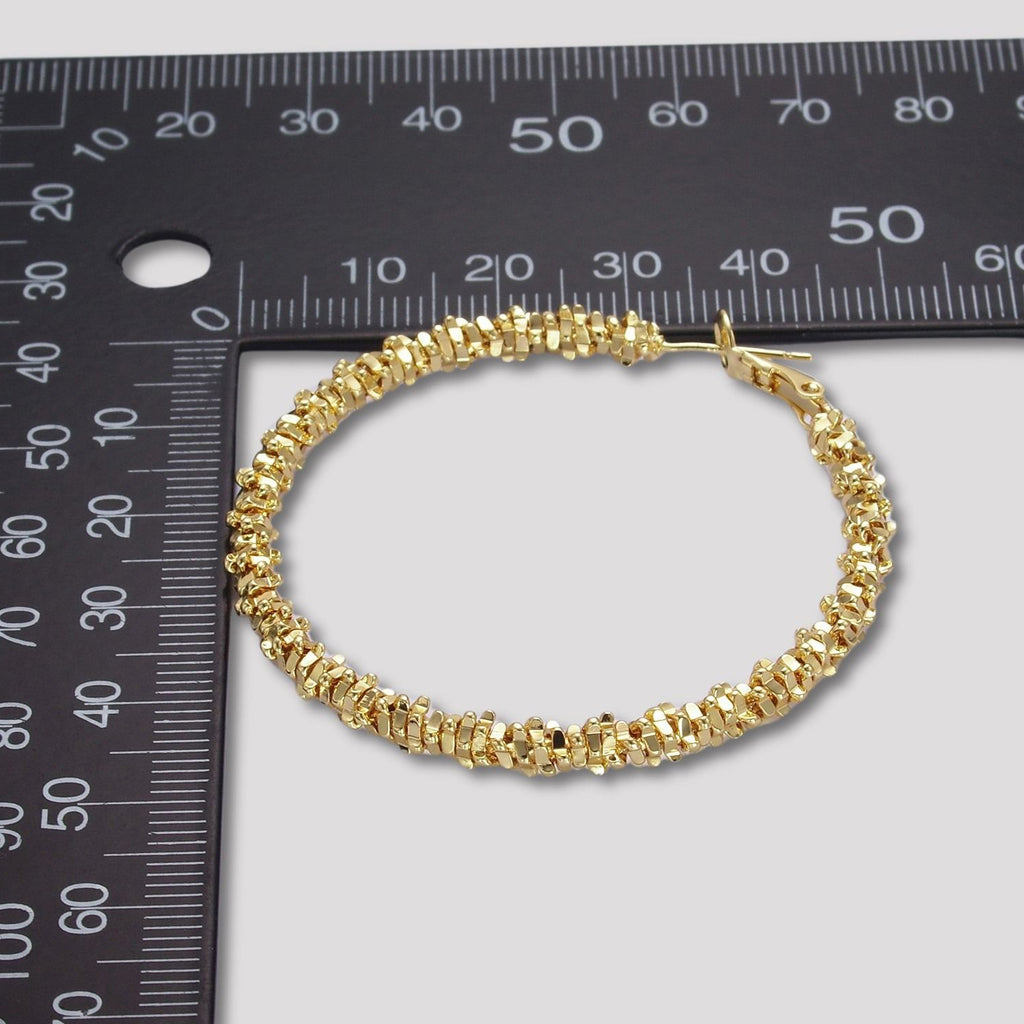 24K Gold Plated Textured Popcorn Hoop Earrings