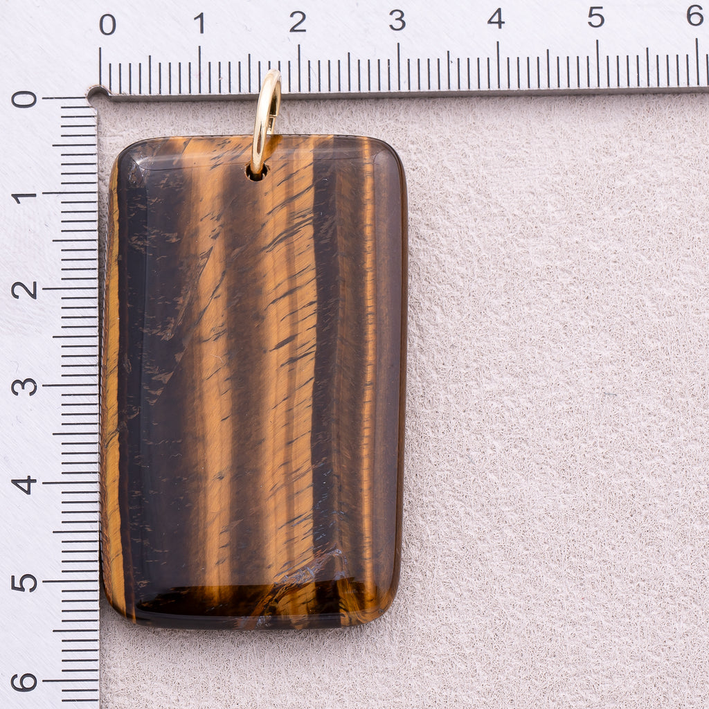 18K Gold Plated Multicolor Natural Gemstone Rectangular Pendant - Sold Each