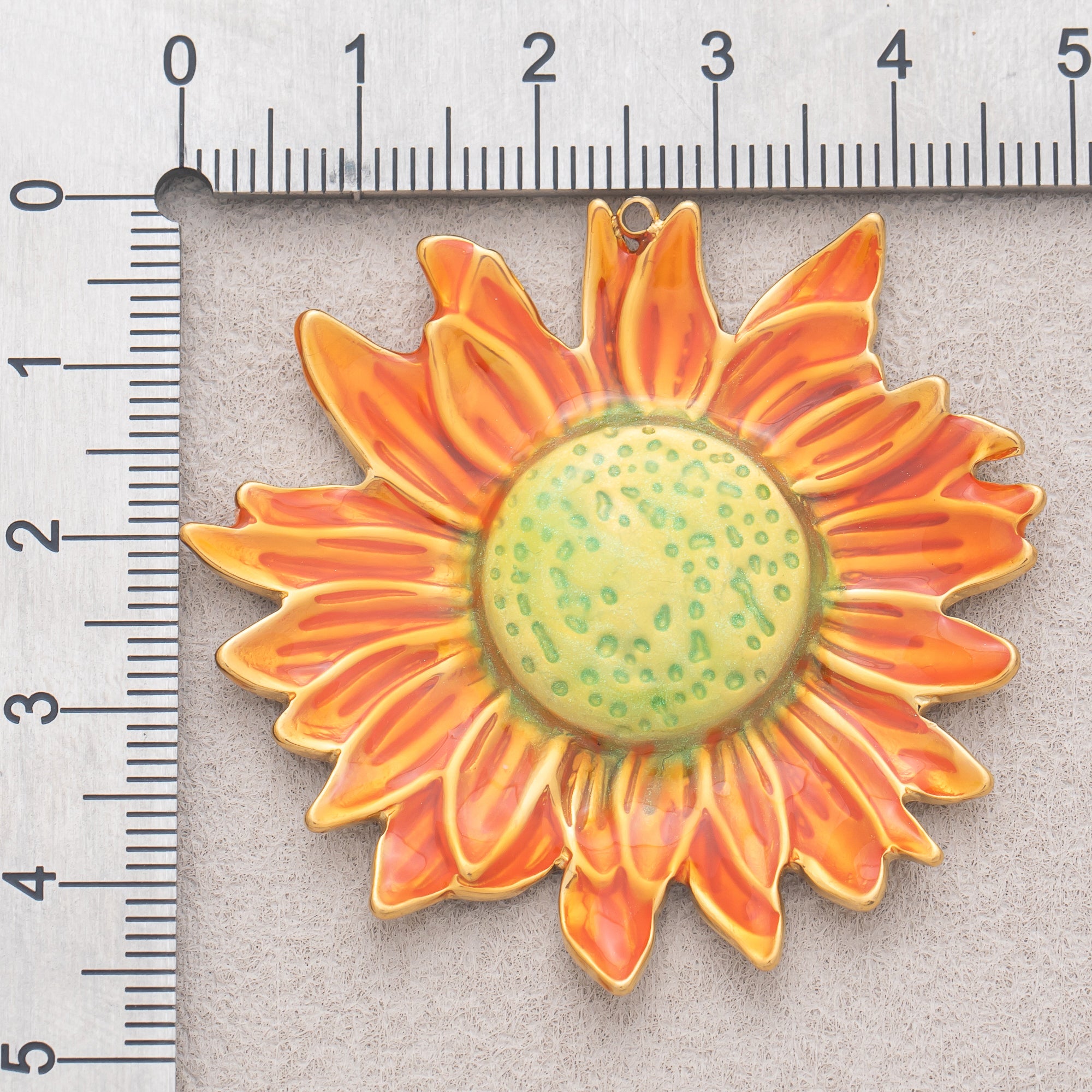 Gold PVD Stainless Steel Gradient Sunrise Sunflower Pendant