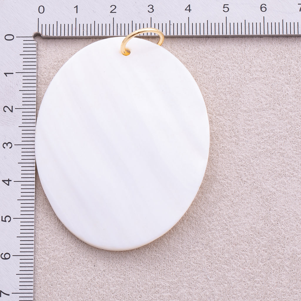 18K Gold Plated Large Oval White Mother of Pearl Charm - Sold Each