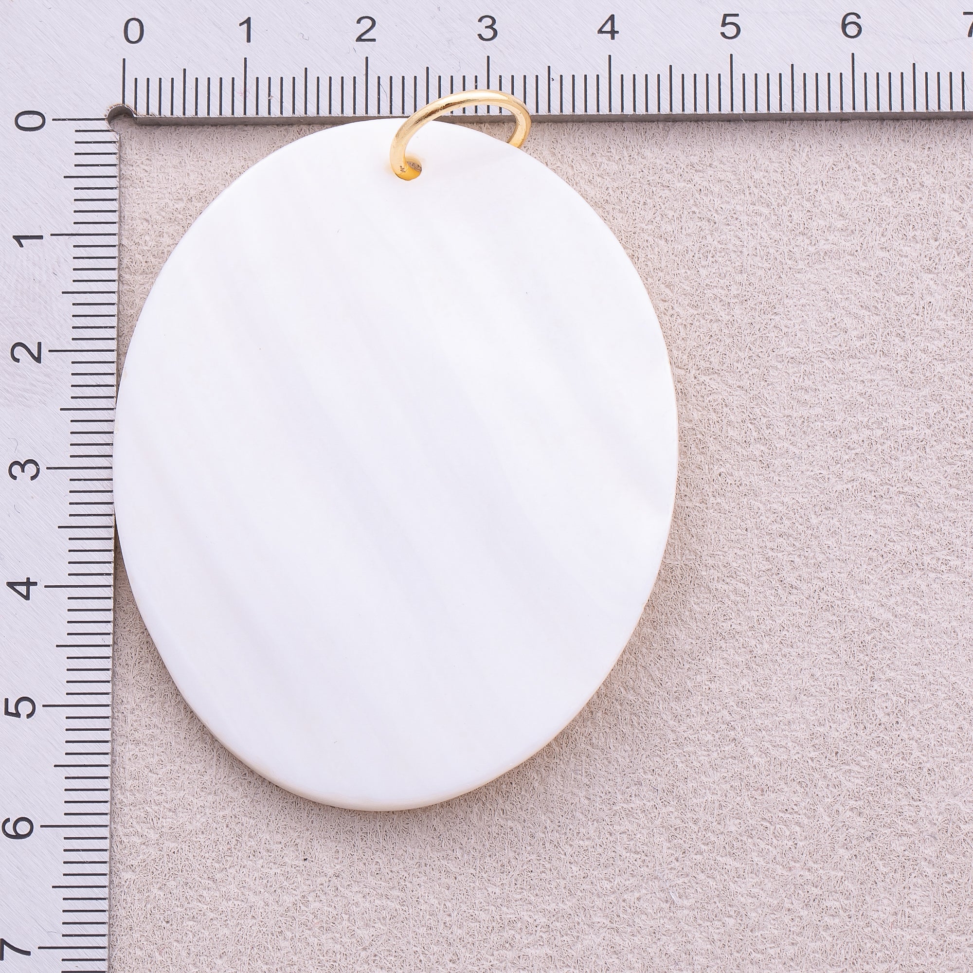 18K Gold Plated Large Oval White Mother of Pearl Charm - Sold Each
