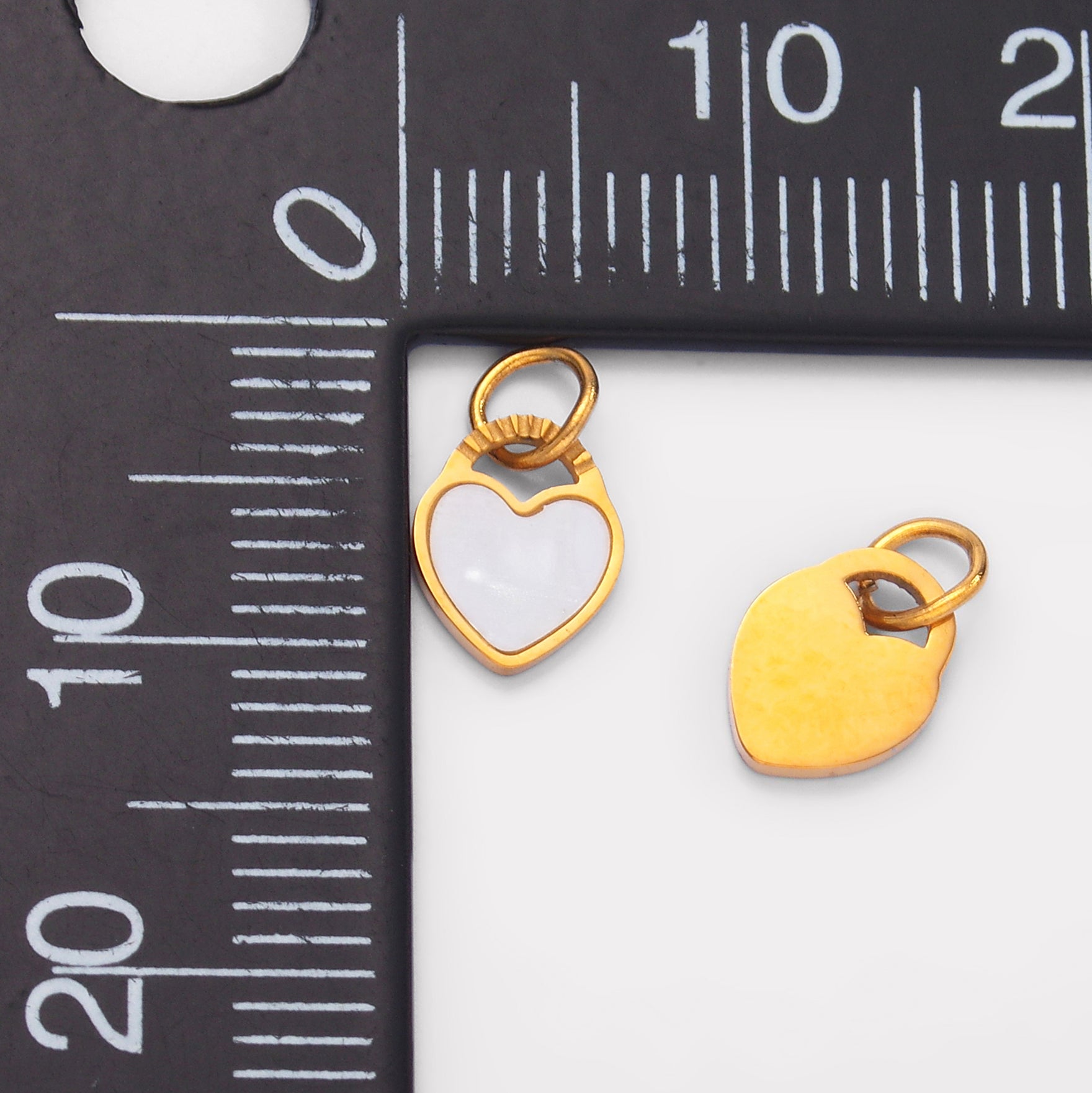 Launch Promo: 24K Gold PVD Stainless Steel Mini Mother of Pearl Love Heart Charm | Sold Each