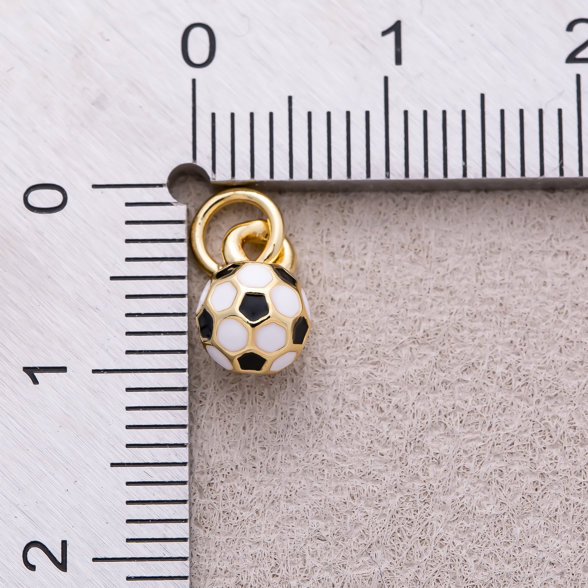 16K Gold Plated Soccer Ball Enamel Charm - Sold Each