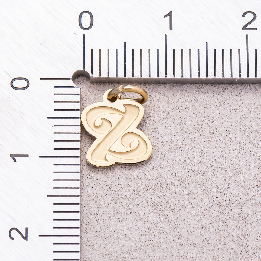 Gold PVD Stainless Steel Old English Alphabet Letter Mini Charm A-Z